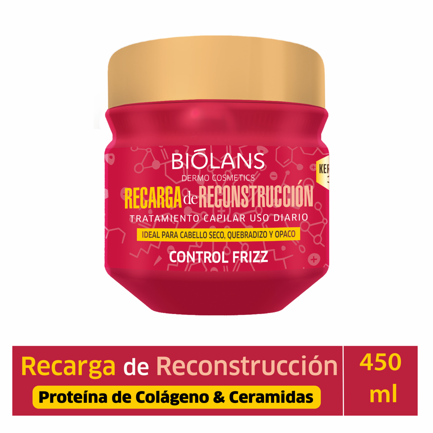 Tratamiento Capilar Recarga de Reconstrucción  Colágeno Y Ceramidas BIÓLANS 450 Ml