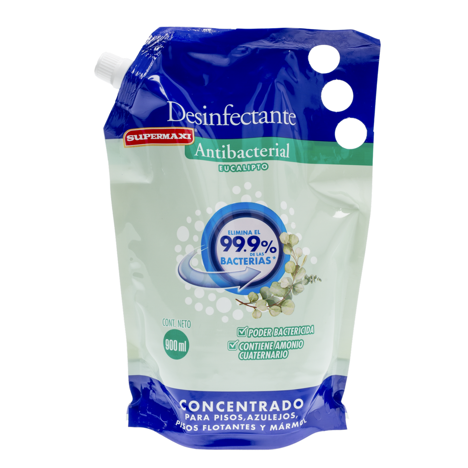 Limpiador Desinfectante Antibacterial Fragancia Eucalipto SUPERMAXI Doypack 900 Ml