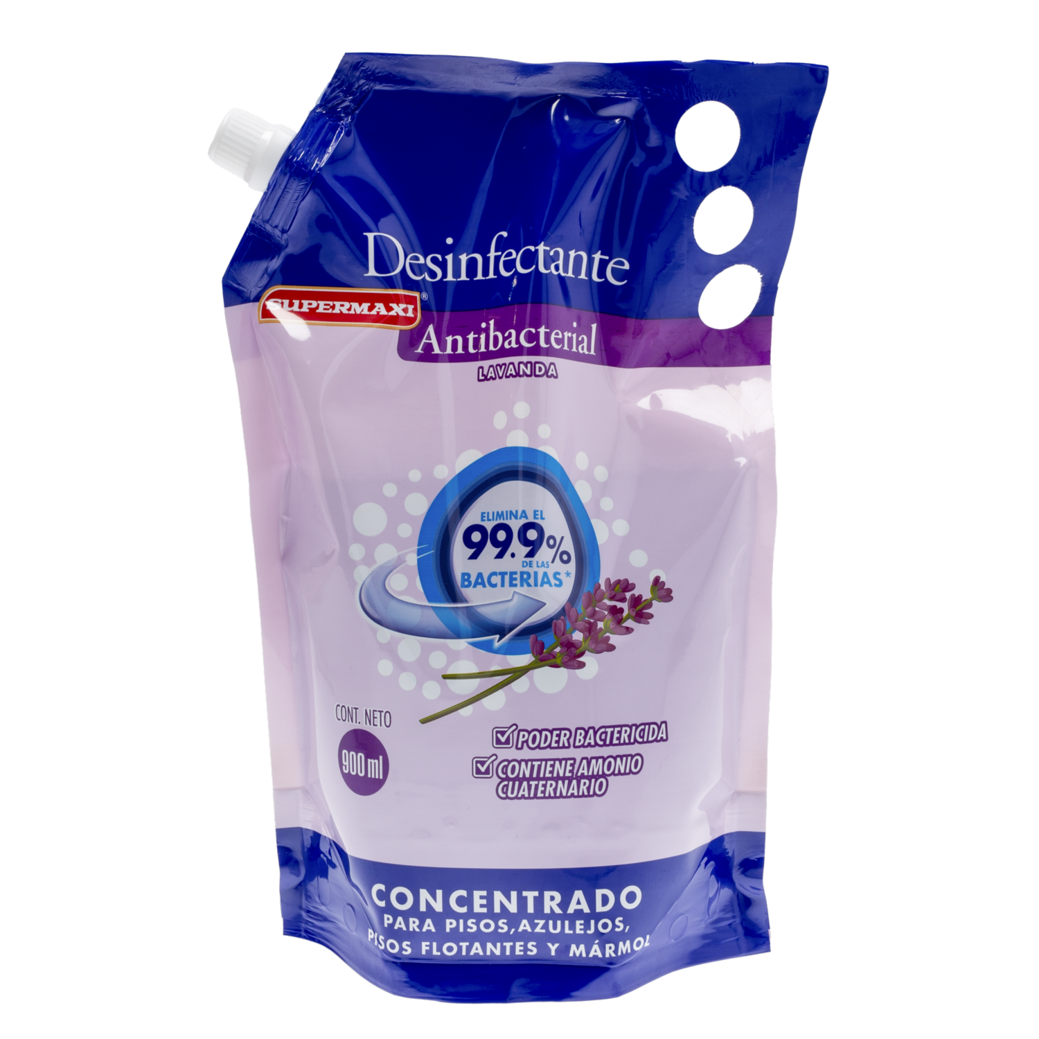 Limpiador Desinfectante Antibacterial Fragancia Lavanda SUPERMAXI Doypack 900 Ml