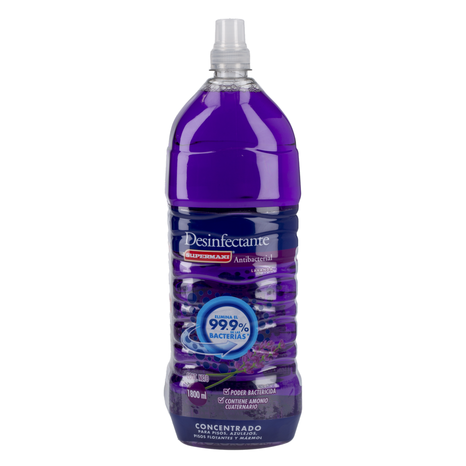Limpiador Desinfectante Antibacterial Fragancia Lavanda SUPERMAXI 1800 Ml