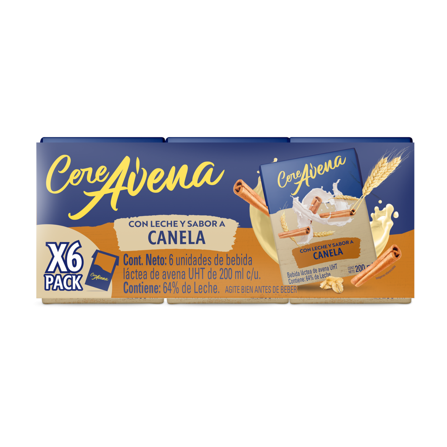 Avena Bebible Con Leche Sabor A Canela CEREAVENA 6X200 Ml