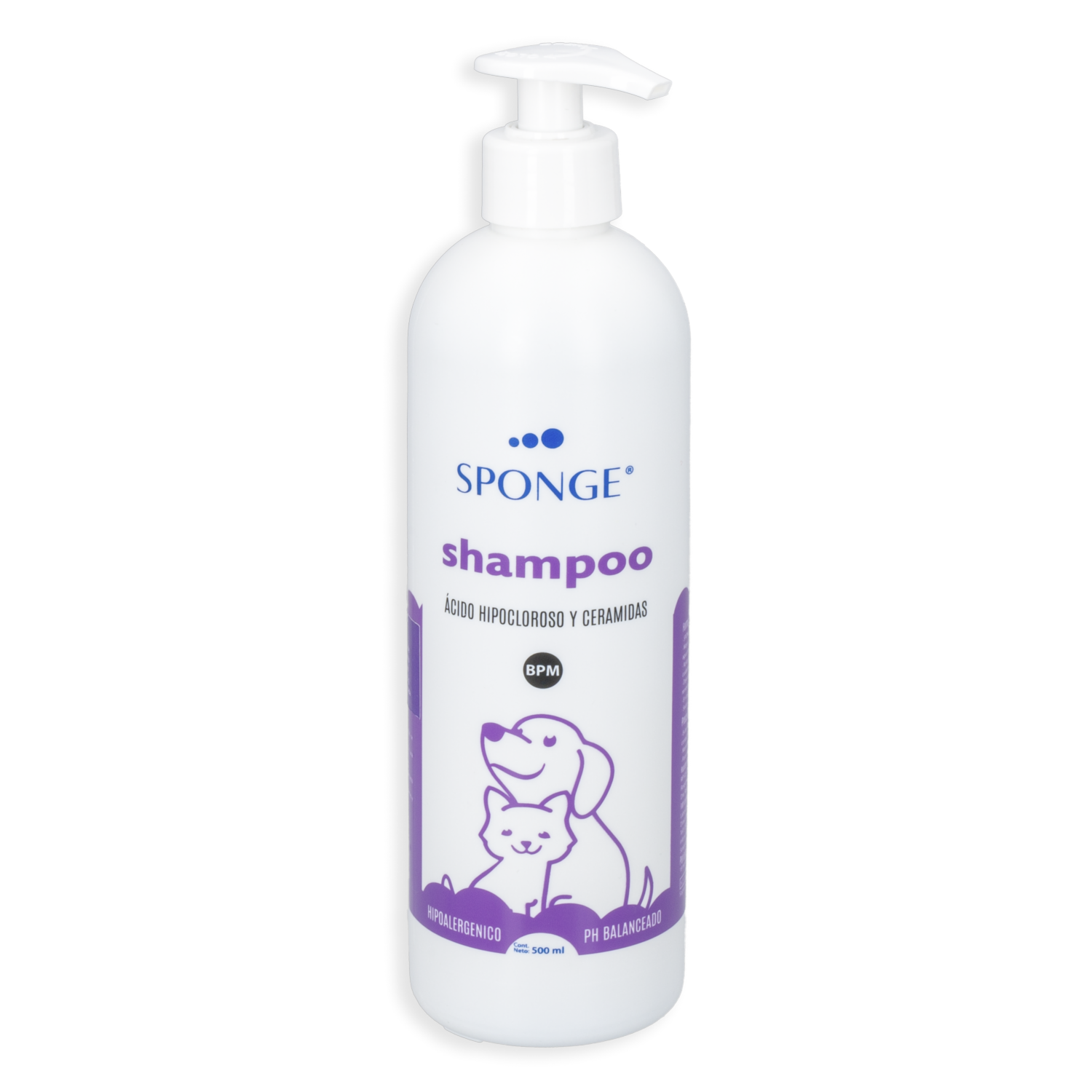 Shampoo Para Mascotas Con acido Hipocloroso Y  Ceramidas SPONGE 500 Ml