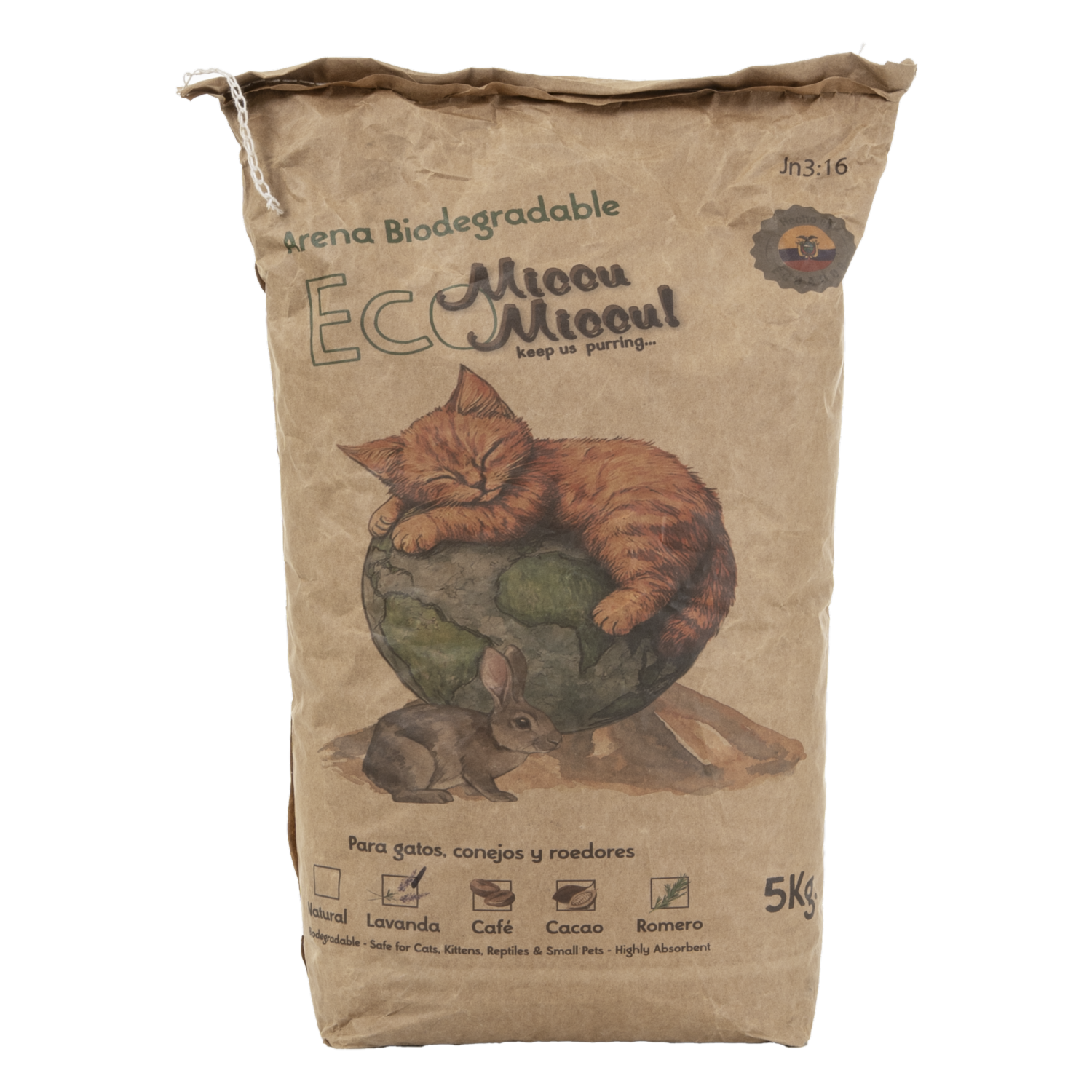 Arena De Gatos Biodegradable Lavanda MICCU 5 Kg