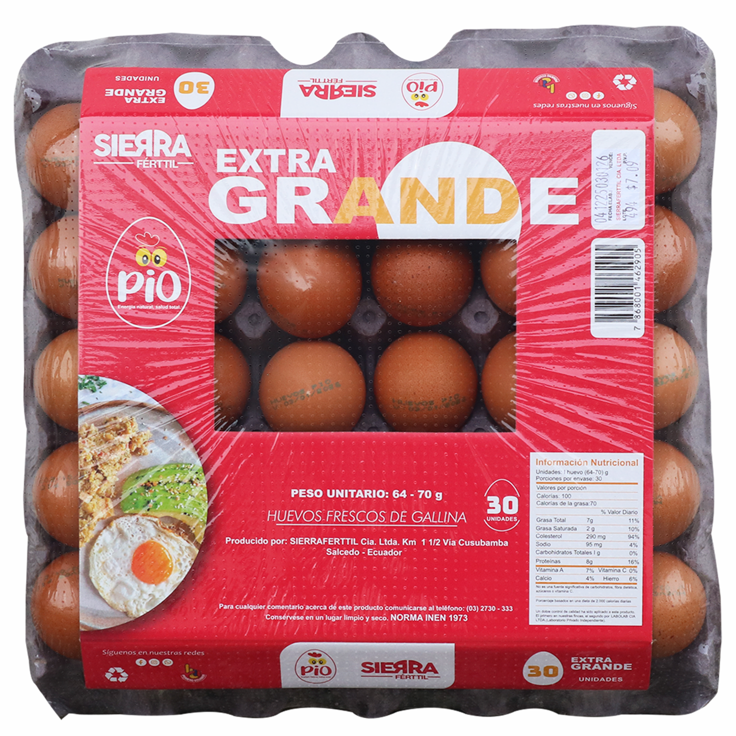 Huevos Extra Grande PIO x 30 Uds