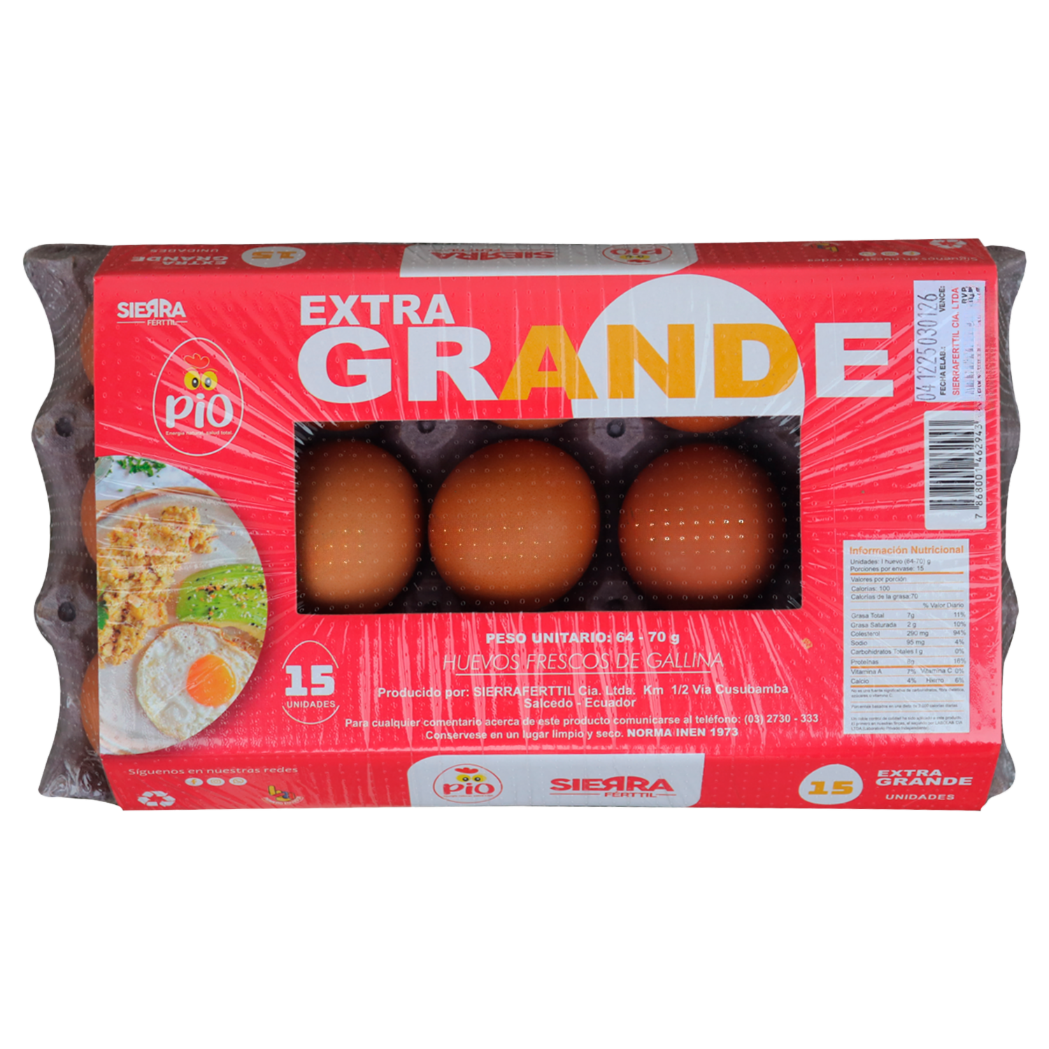 Huevos Extragrande PIO X 15 Uds