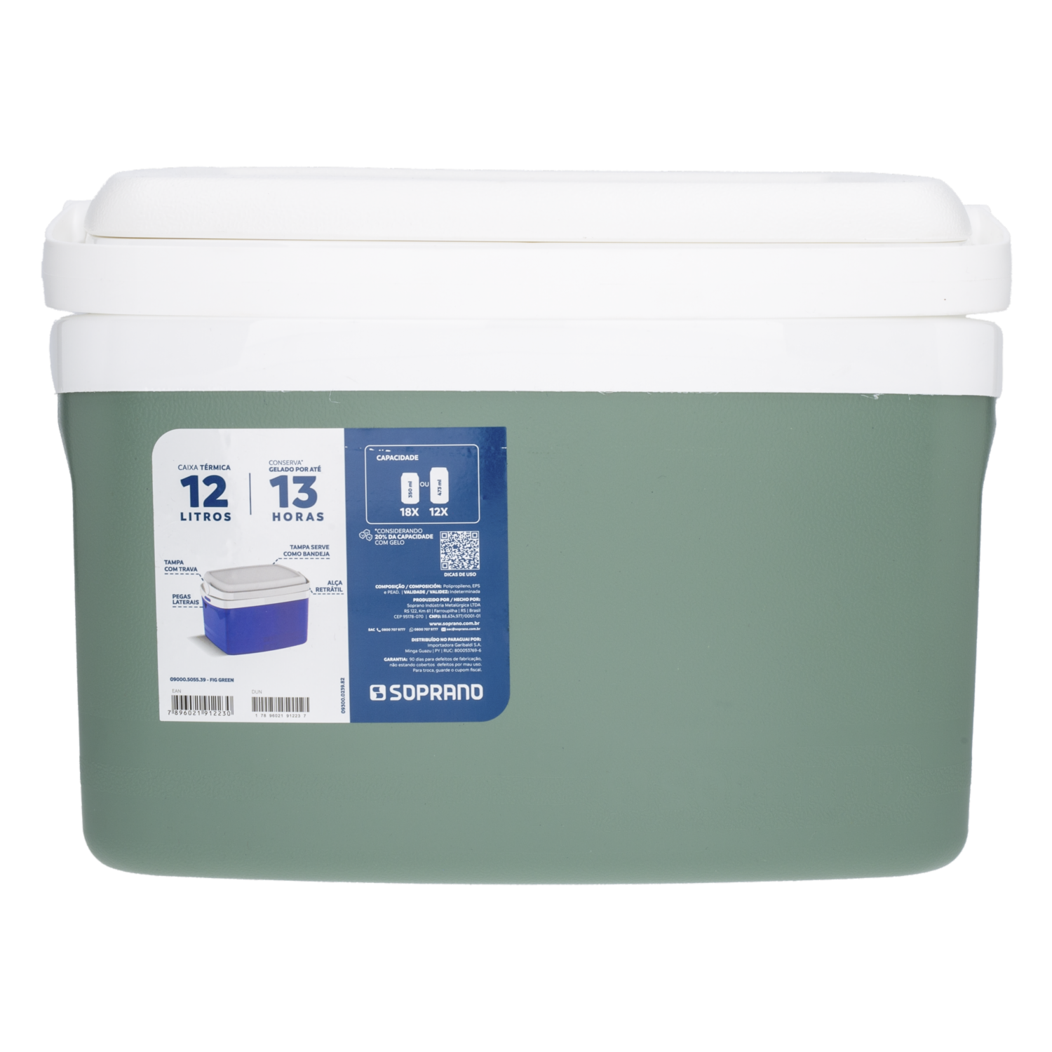 Hielera Tropical Fig Green SOPRANO 12 Litros