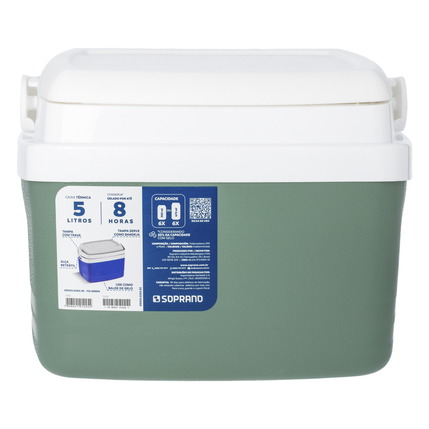 Caja Térmica Hielera Verde SOPRANO 5 Litros