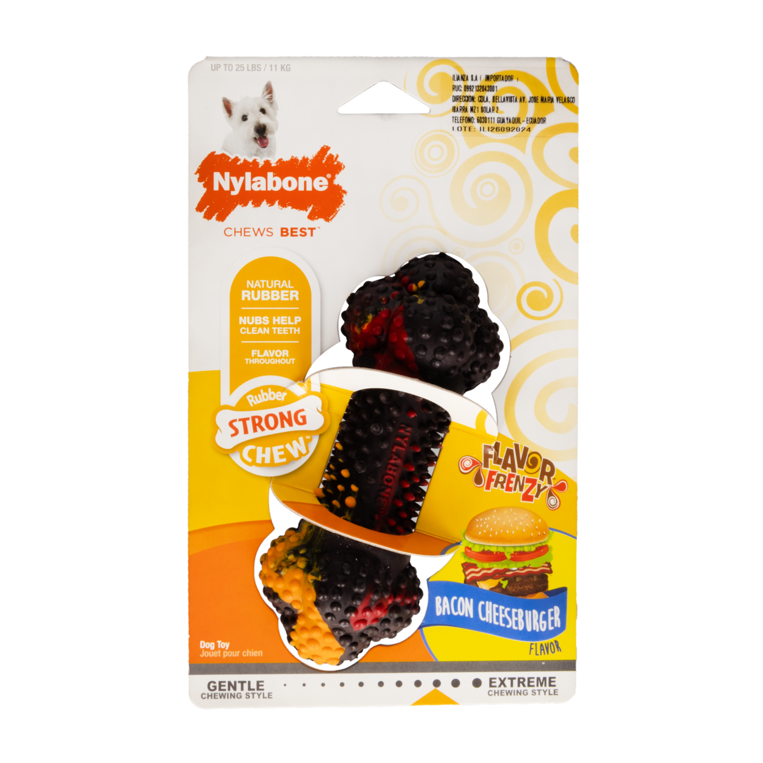 Juguete Para Perro Diseño Hueso Sabor Baccon Chesse Burguer NYLABONE Unidad