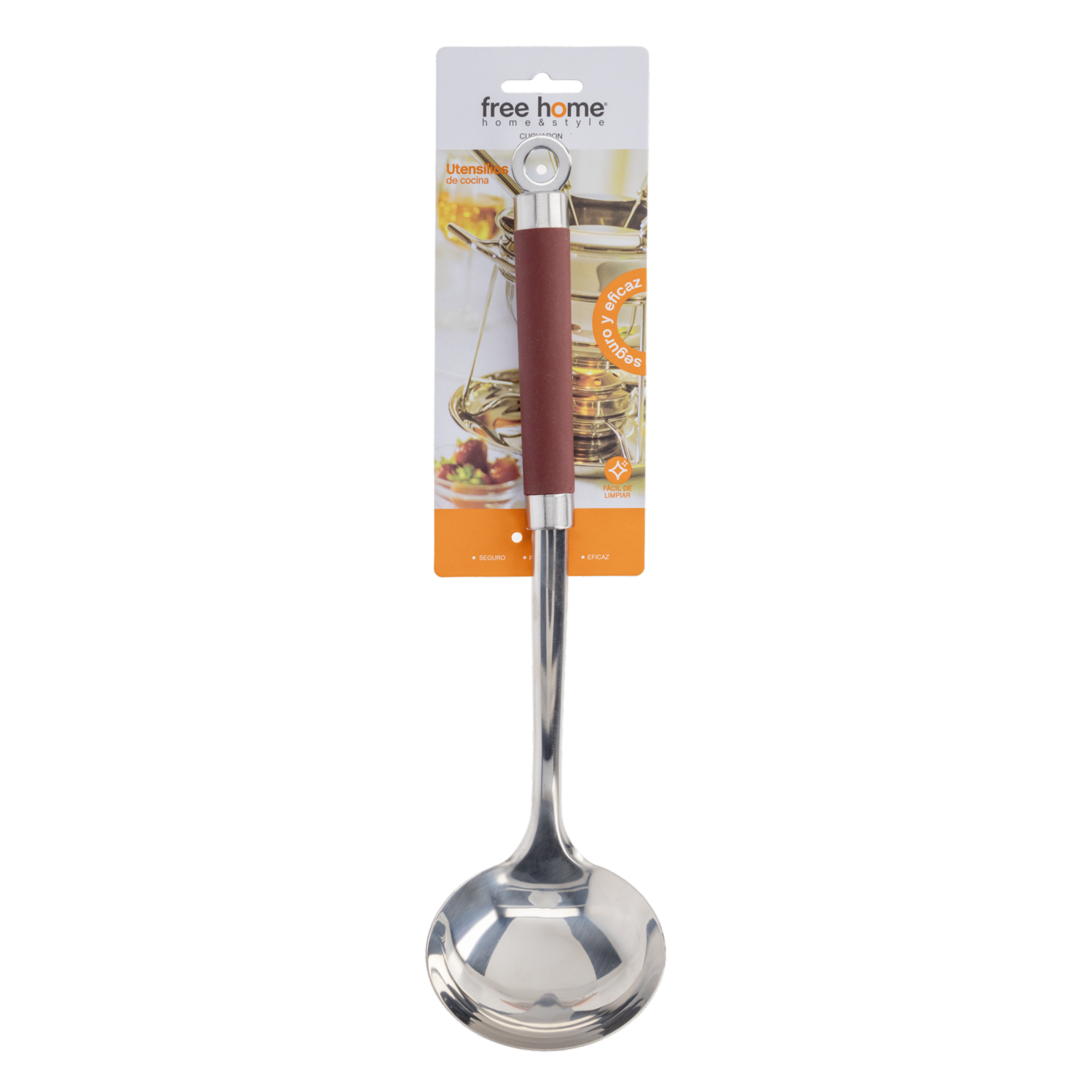 Cucharon Plateado Mango Rojo FREE HOME 1 Pieza