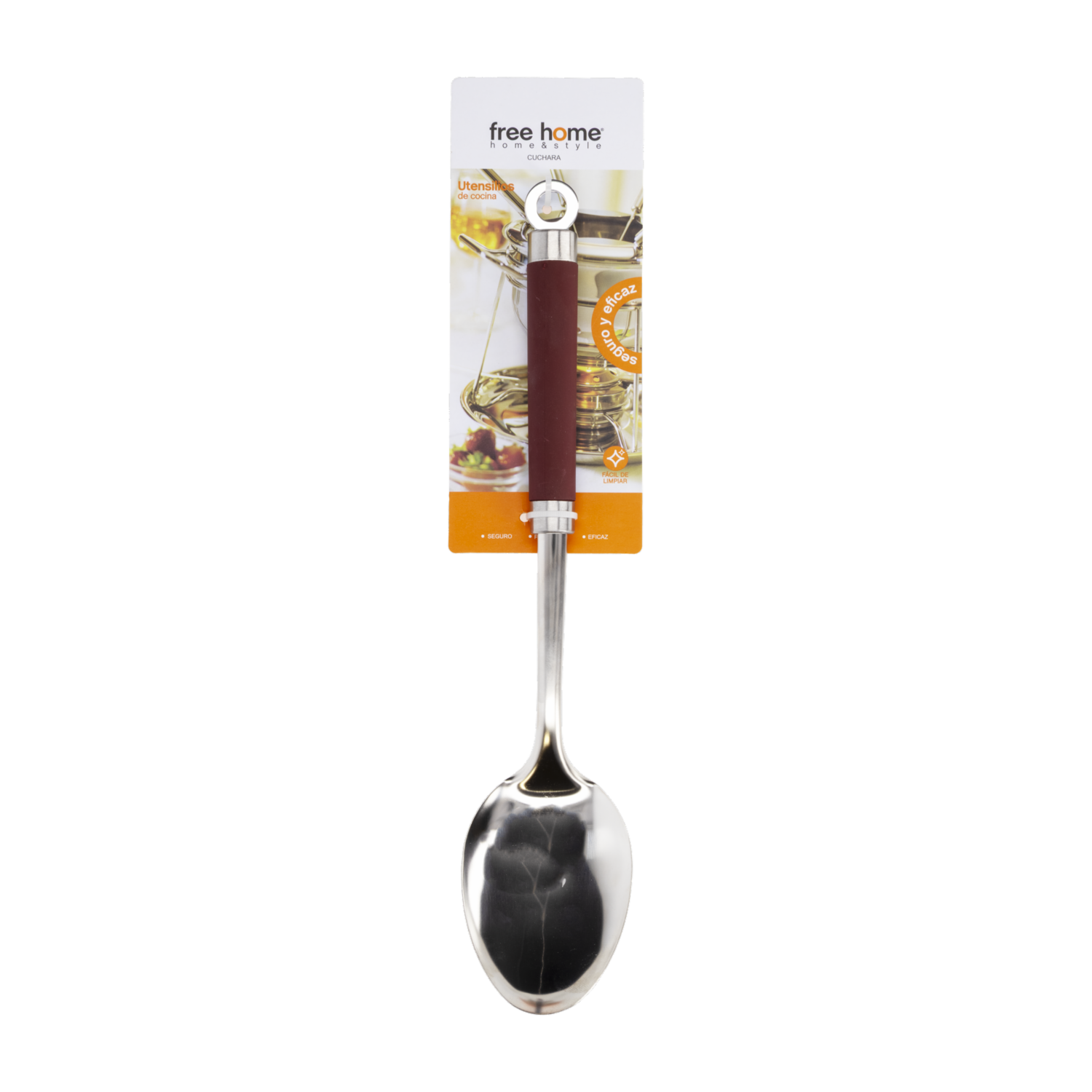 Cuchara De Servir Plateada Mango Rojo FREE HOME 1  Pieza