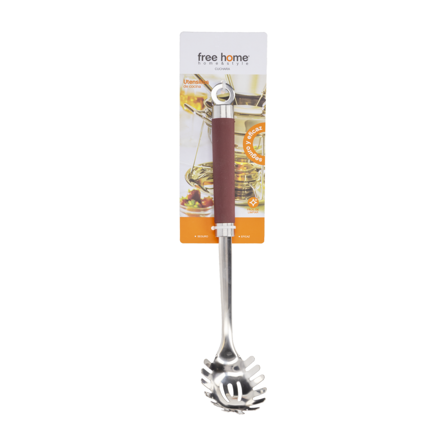 Cuchara Para Pasta Plateada Mango Rojo FREE HOME 1  Pieza