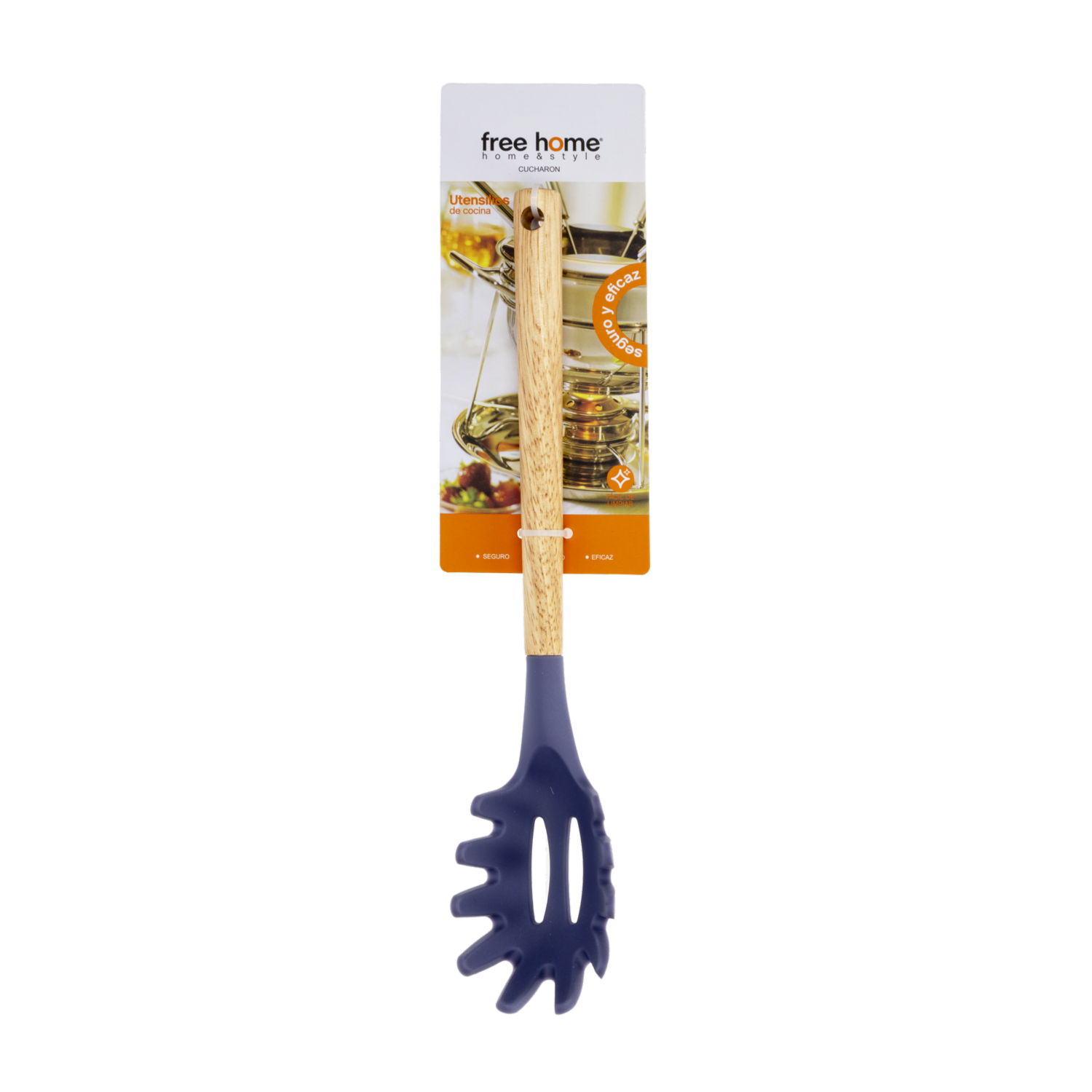 Cuchara Para Pasta Silicona Azul Mango De Madera FREE HOME 1  Pieza