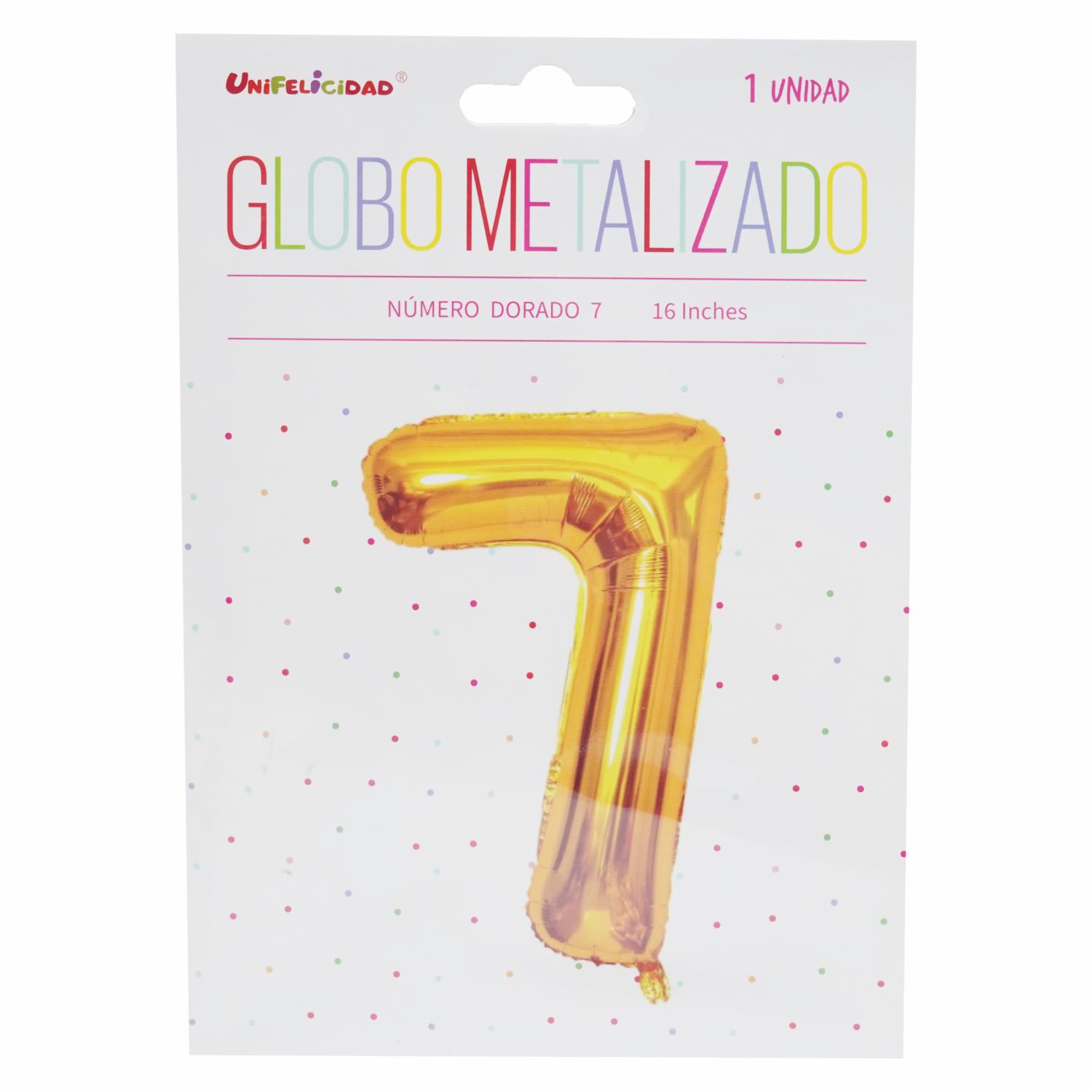 Globo Metalizado Dorado N.7 UNIFELICIDAD 16″