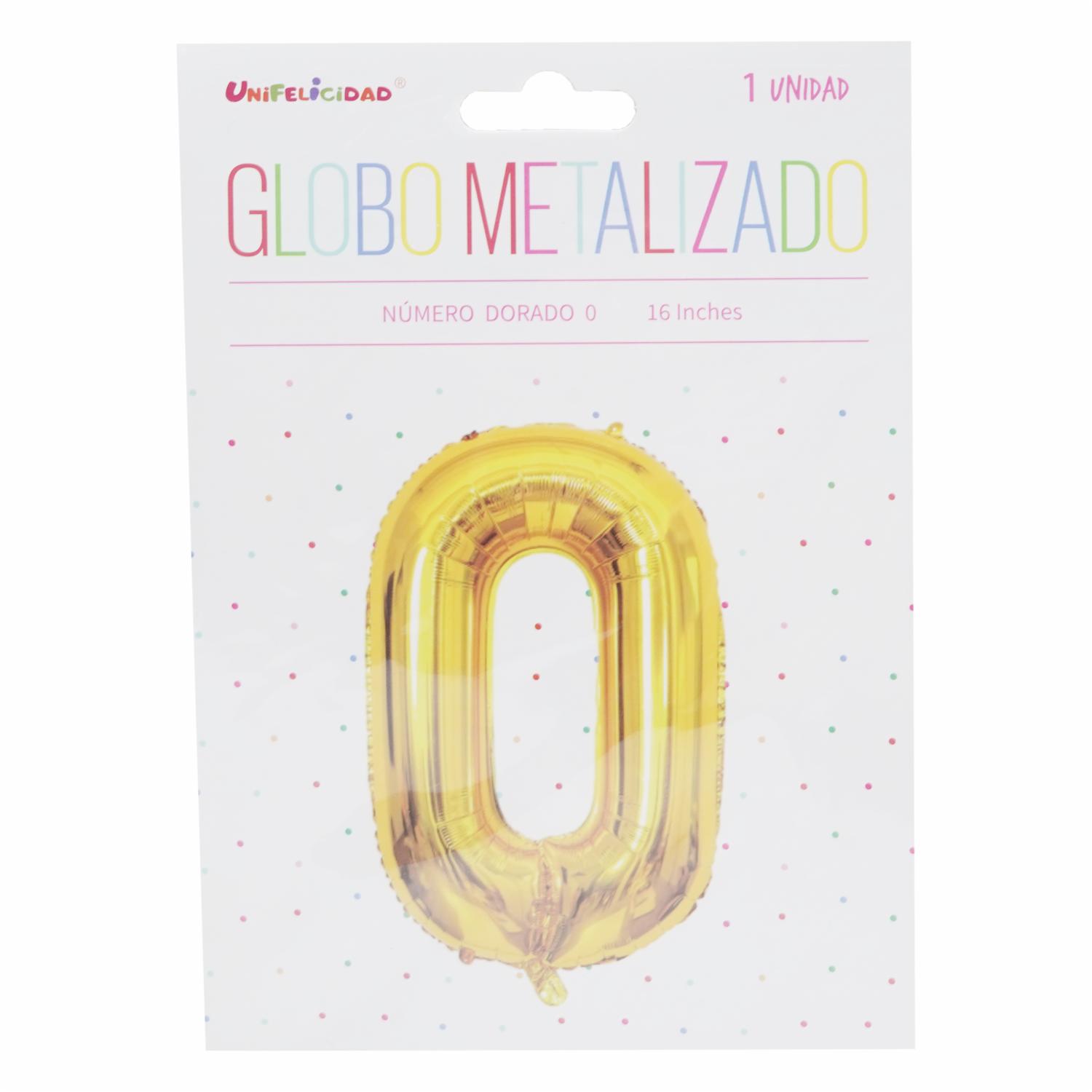 Globo Metalizado Dorado N.0 UNIFELICIDAD 16″