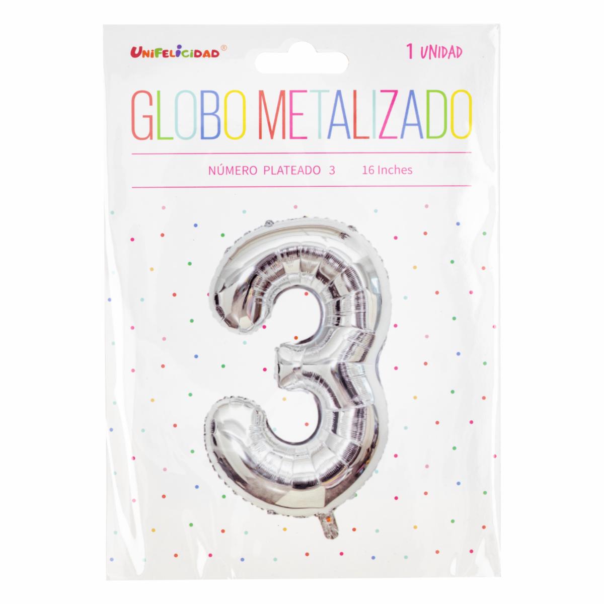 Globo Metalizado Plateado UNIFELICIDAD N°3