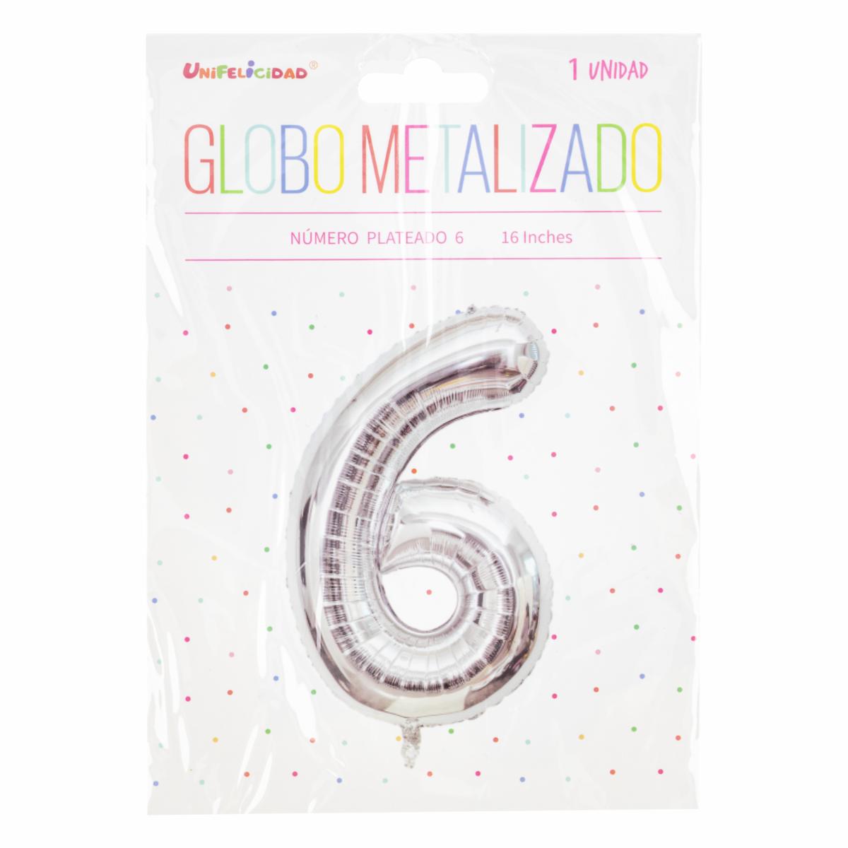 Globo Metalizado Plateado UNIFELICIDAD N°6