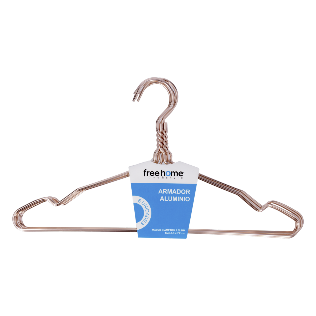 Armador Para Ropa De Aluminio Rosado FREE HOME 6 Piezas