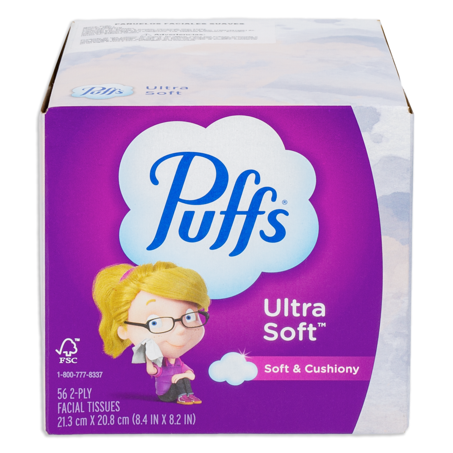 Pañuelos Faciales Desechables Ultra Soft Cubo PUFFS X56 Uds