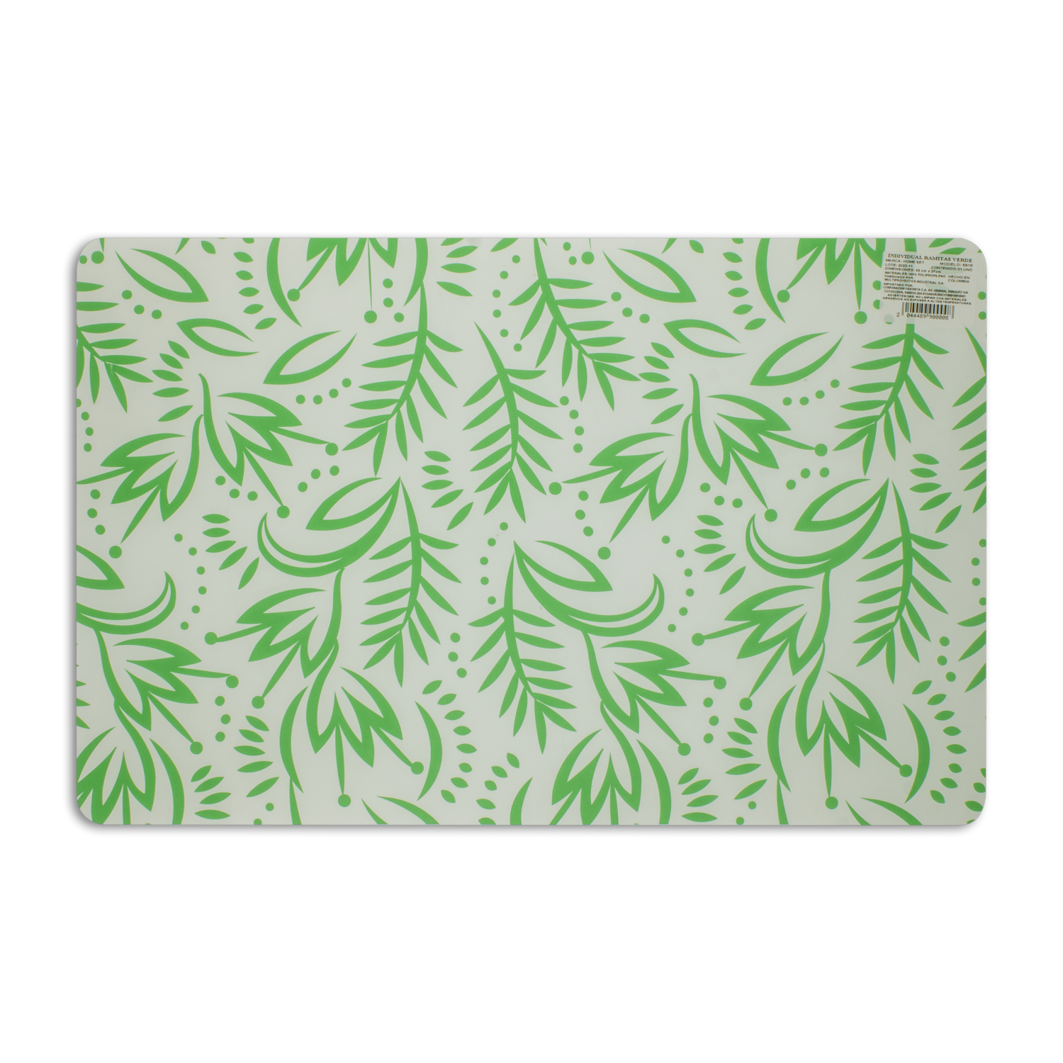 Individual Para Mesa Diseño Ramitas Color Verde HOME SET 42 X 27 Cm