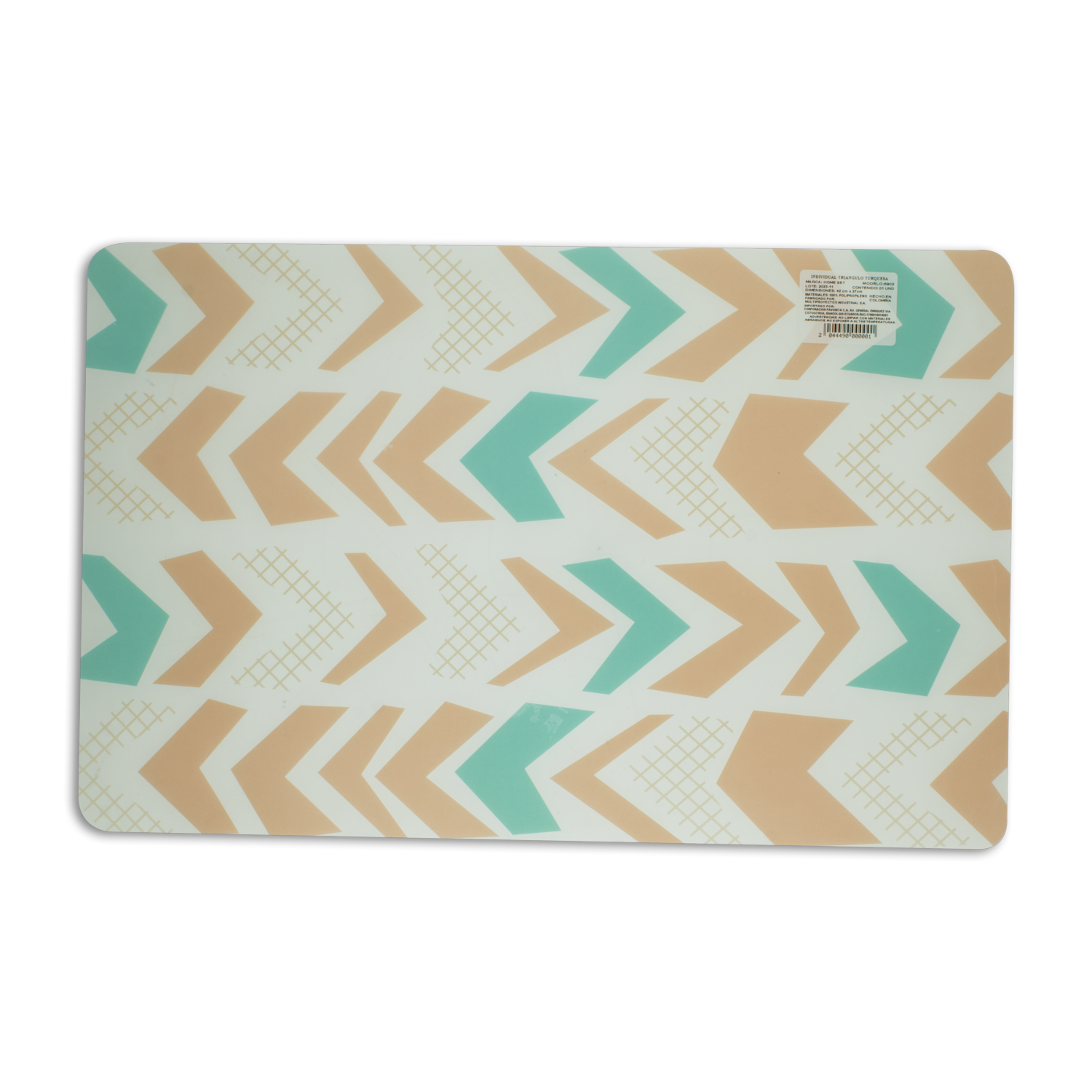 Individual Para Mesa Diseño Triángulos Color Turquesa HOME SET 42 X 27 Cm