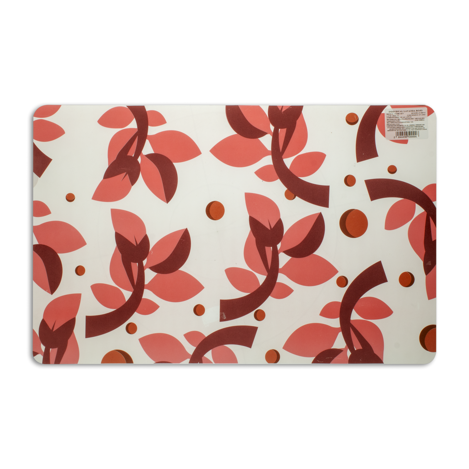 Individual Para Mesa Diseño Lavanda Color Rojo HOME SET 42 X 27 Cm