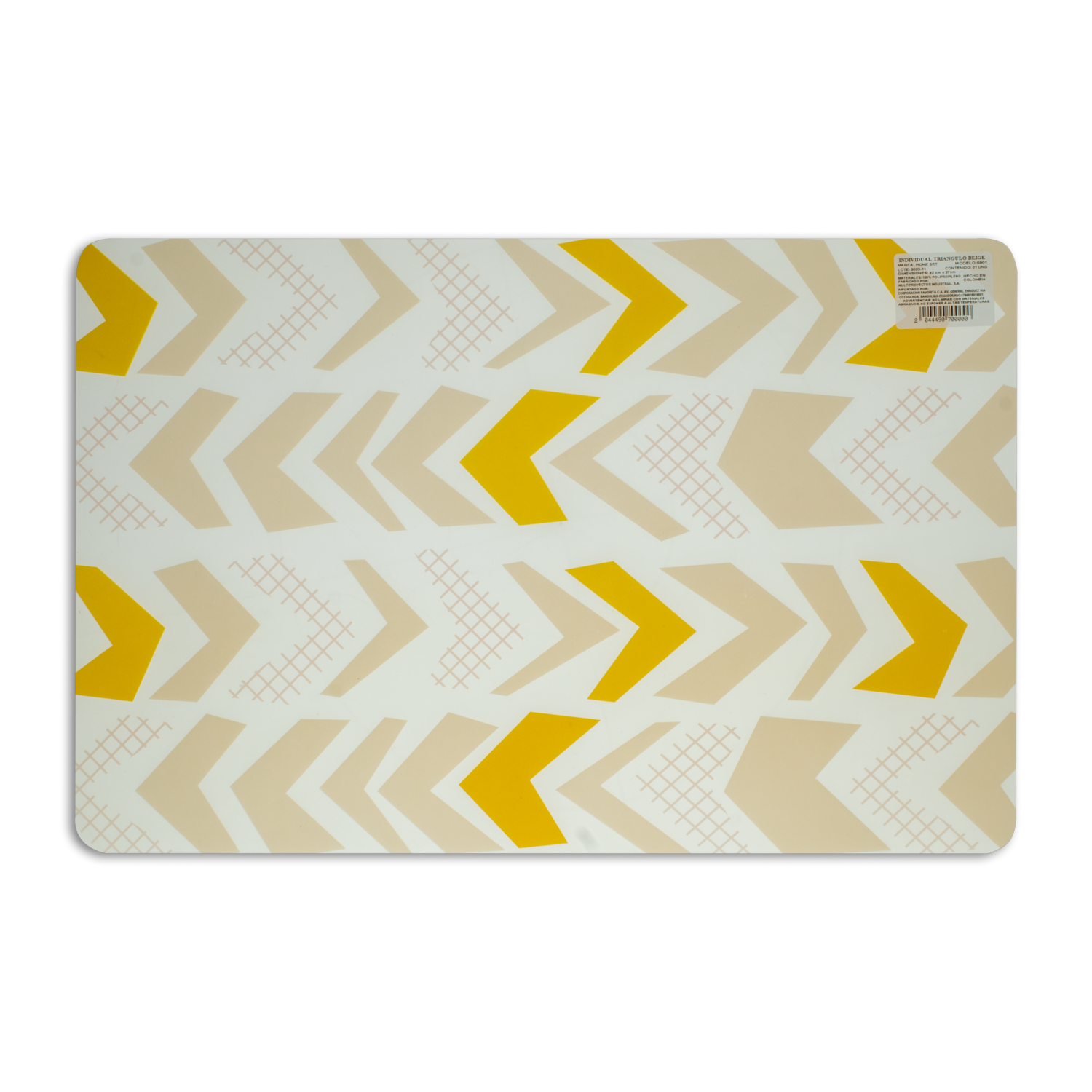 Individual Para Mesa Diseño Triángulos Color Beige HOME SET 42 X 27 Cm