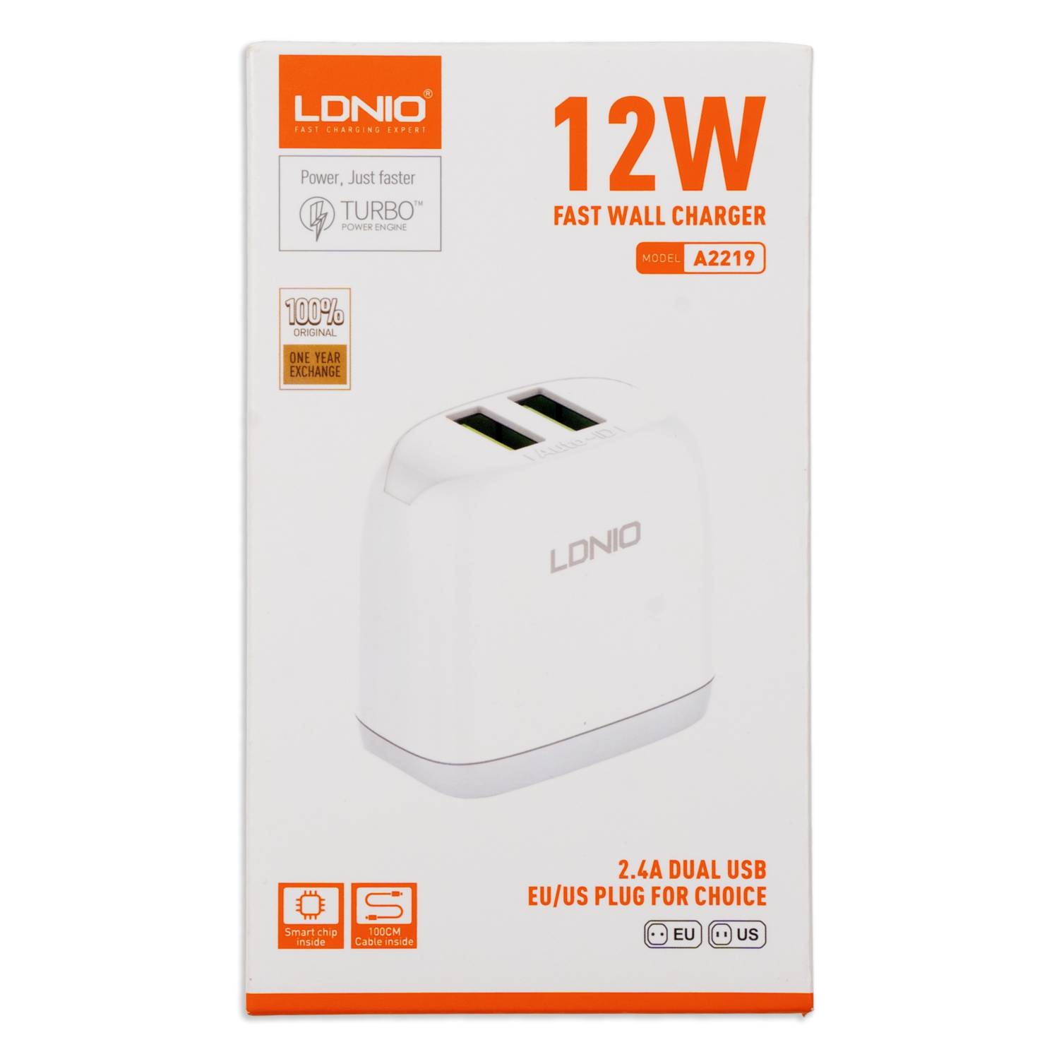Cargador De Pared 2 Usb 2,4 A Carga Rápida Con Cable Para Iphone A2219 LDNIO 12 W