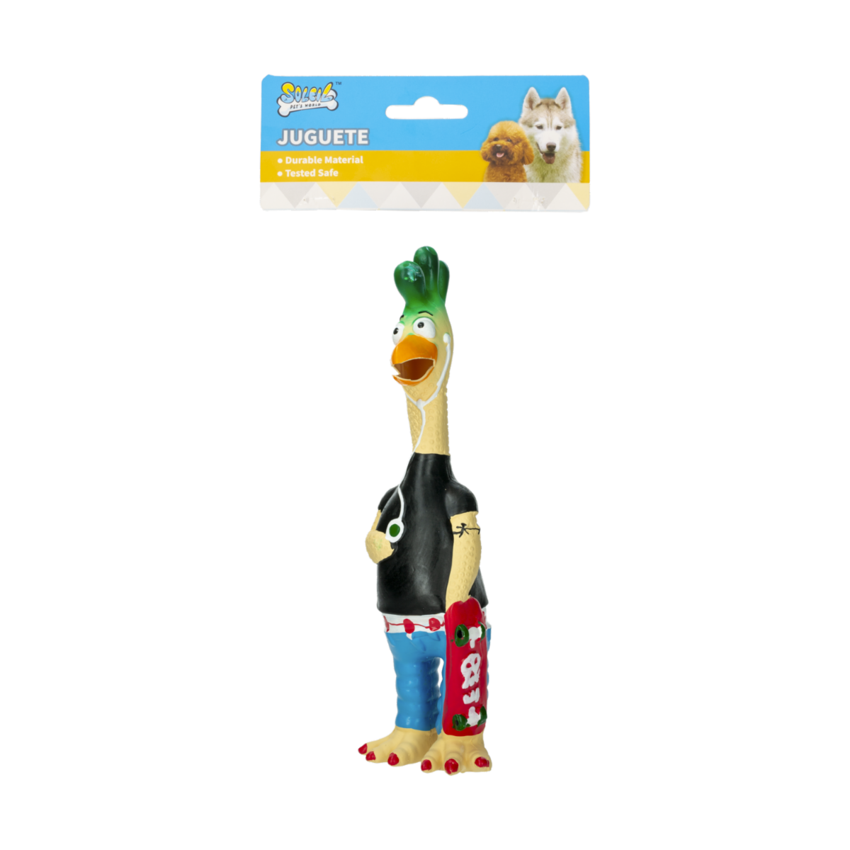Juguete De Perro Pollo Patinador De Látex SOLEIL 1 Pieza