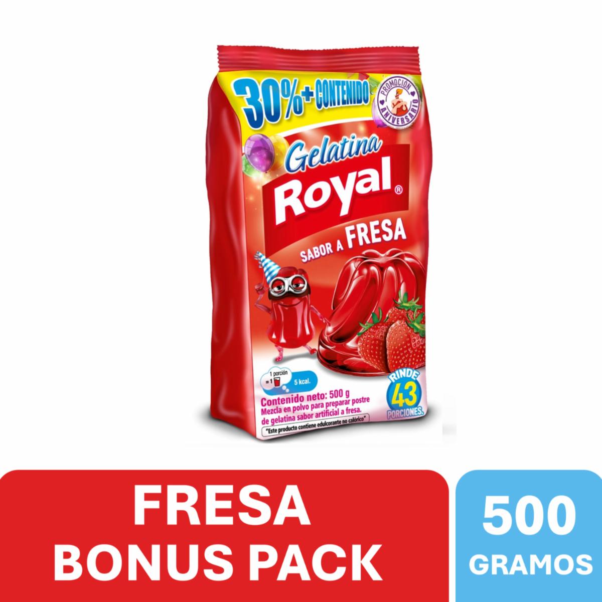 Gelatina Sabor A Fresa Bonus Pack ROYAL 500 G