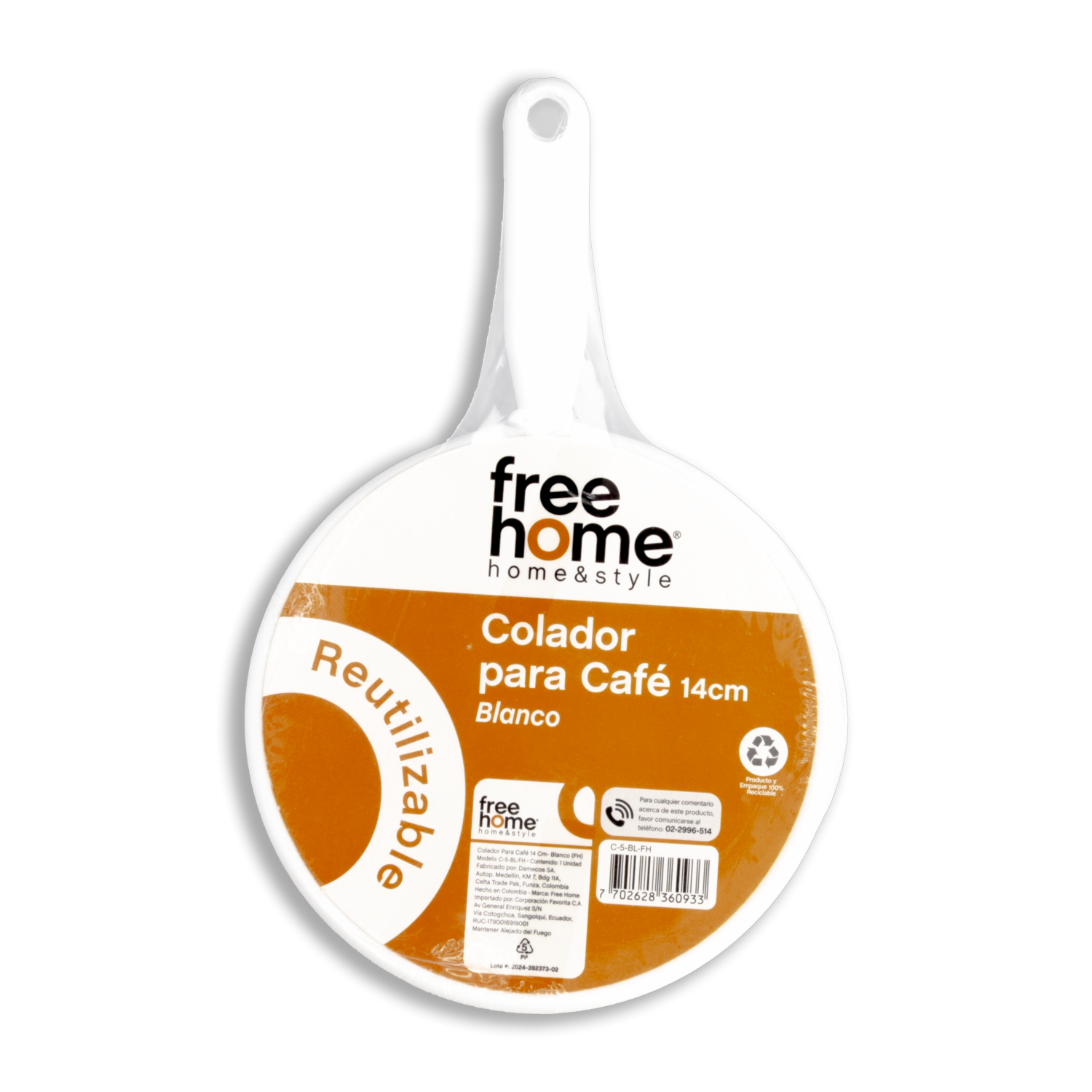 Colador De Café Reutilizable FREE HOME 14 Cm