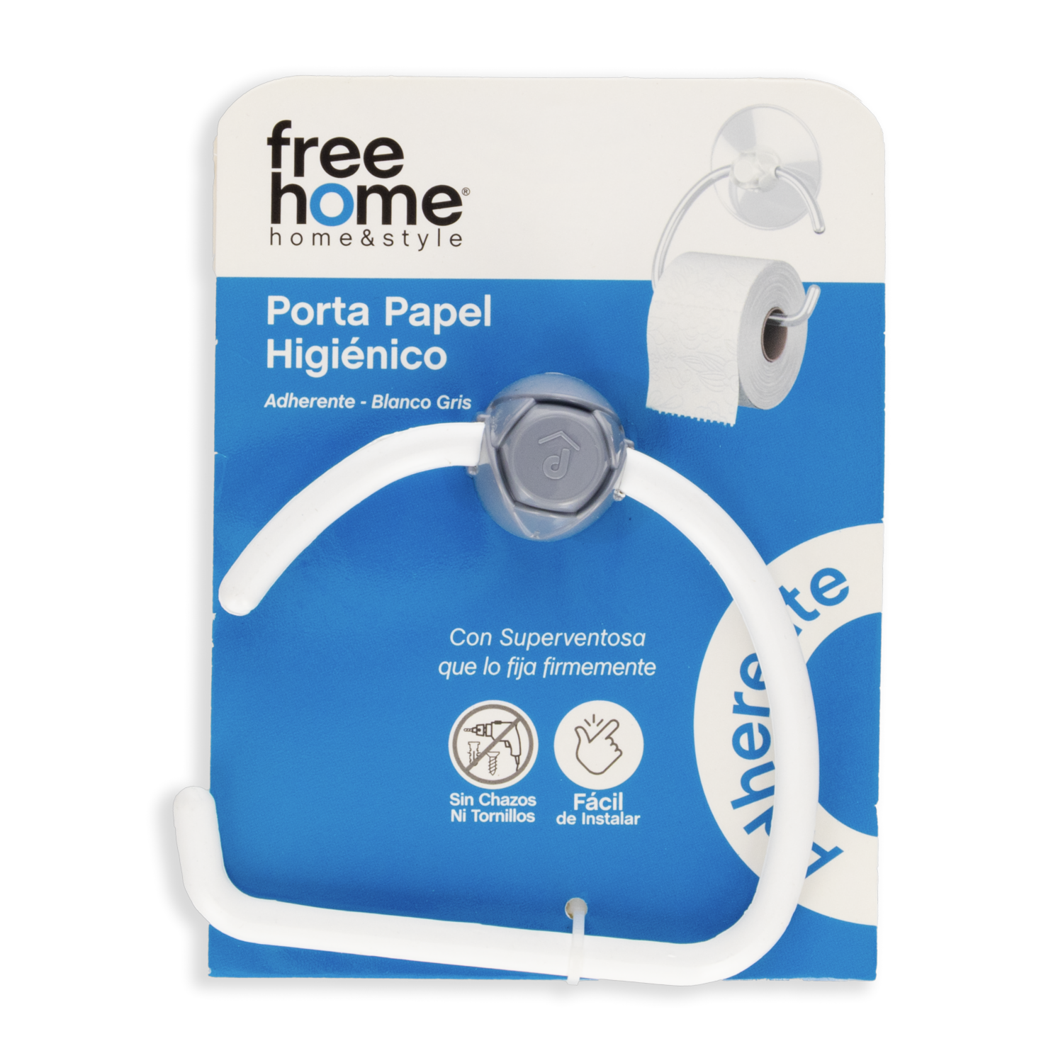 Porta Papel Higiénico Adherente FREE HOME Unidad