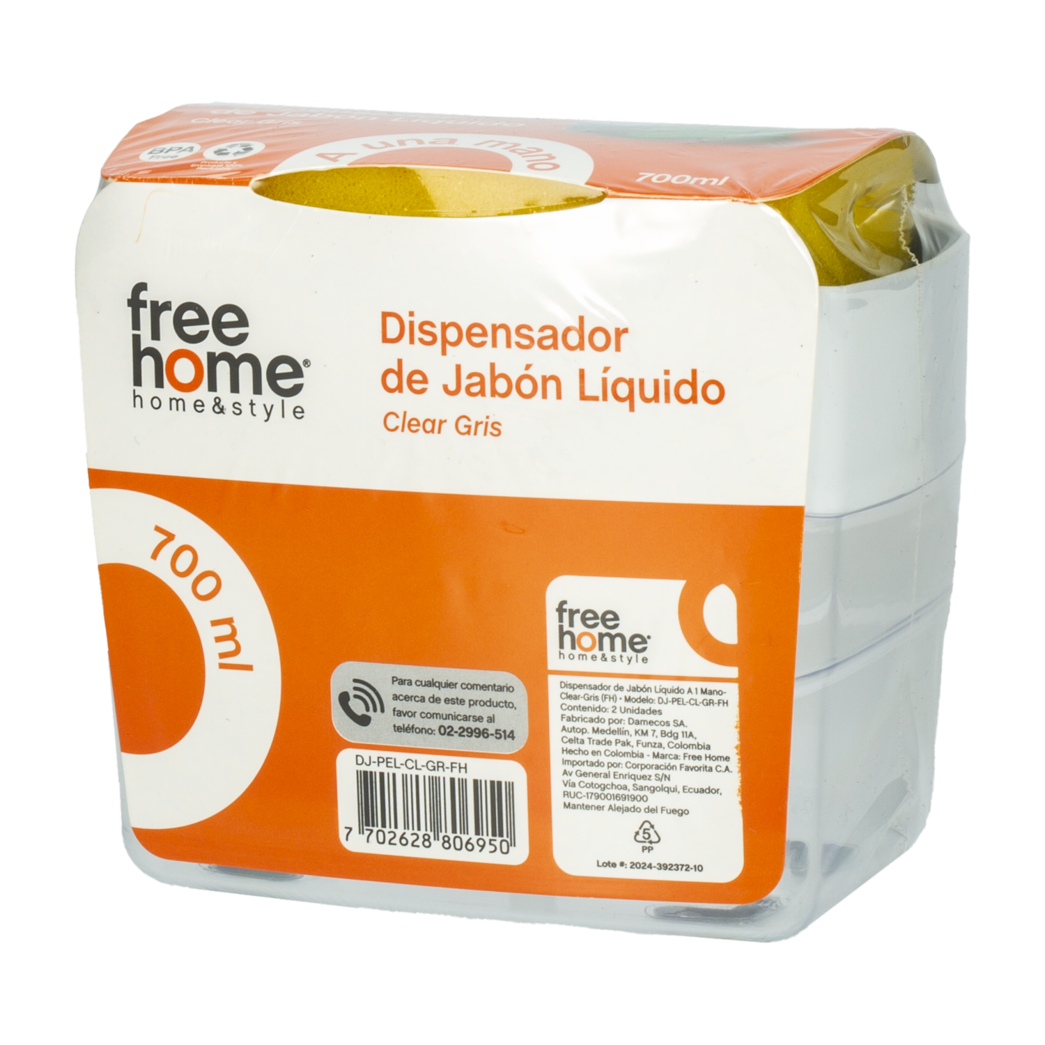 Dispensador De Jabón Para Lavaplatos FREE HOME 700 Ml