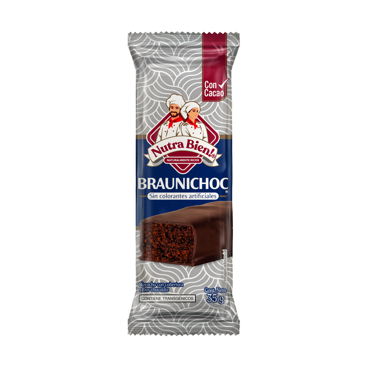 Brownie Con Cobertura Sabor Chocolate  Braunichoc NUTRA BIEN 35 G