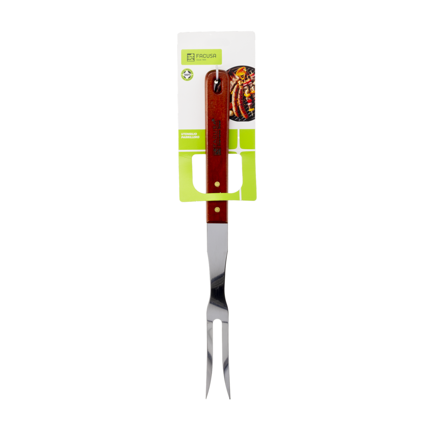 Trinche Parrillero Mango De Madera FACUSA 1 Pieza