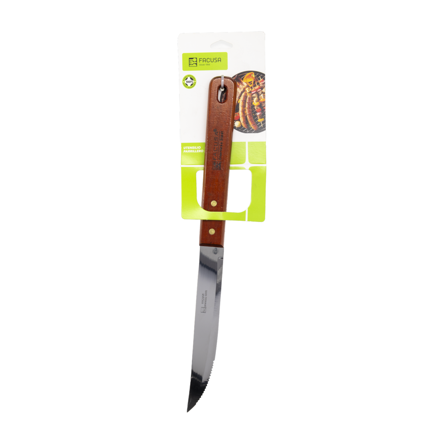 Cuchillo Parrillero Mango De Madera FACUSA 1 Pieza