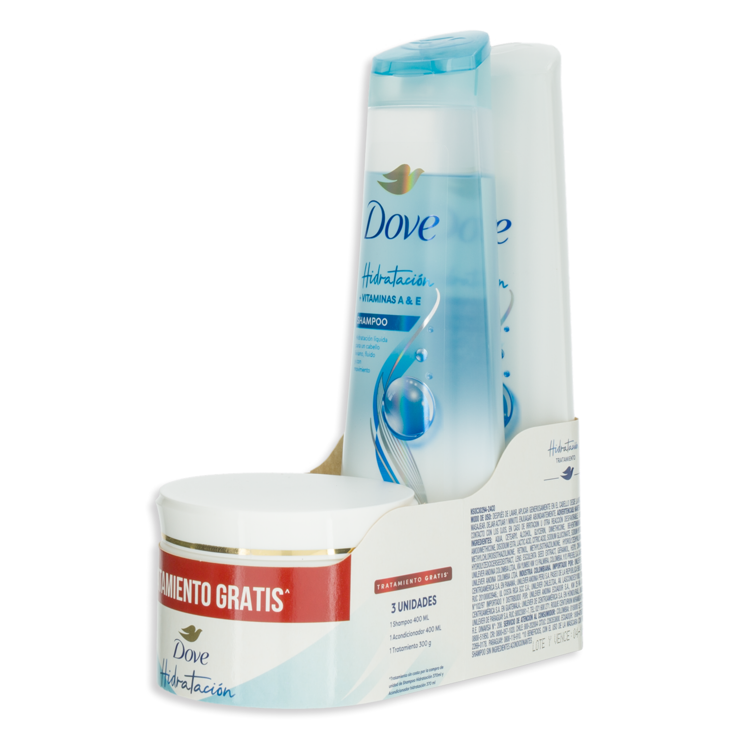 Shampoo De Cabello Y Acondicionador Hidratación Grátis Tratamiento 300G DOVE 2 X 400 Ml