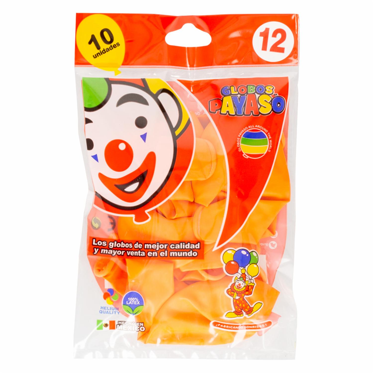 Globos N12 Naranja GLOBOS PAYASO X 10 Uds