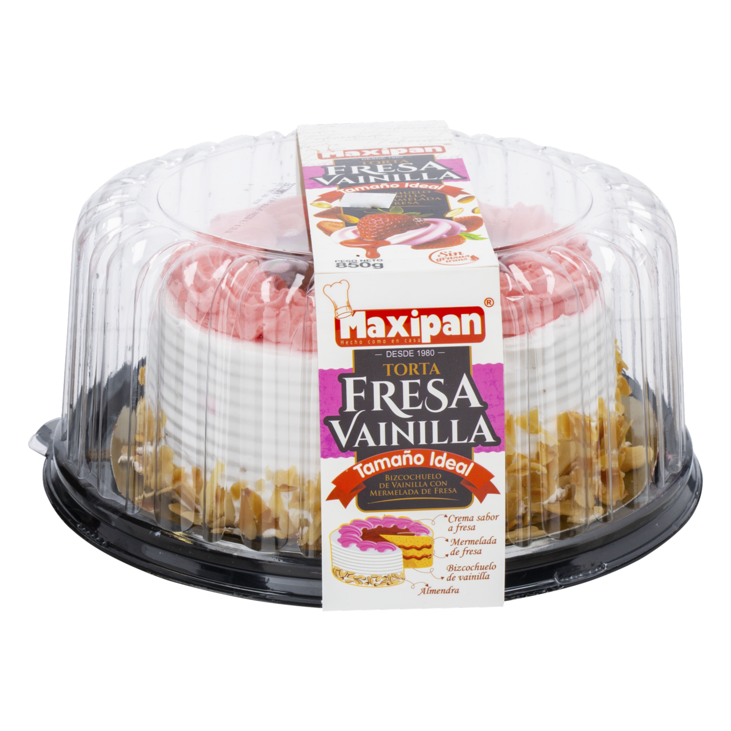 Torta Fresa Y Vainilla MAXIPAN 850 G