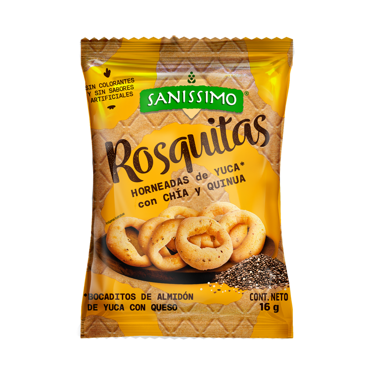 Rosquitas Horneadas De Yuca Con Chía Y Quinua SANNISIMO 16 G