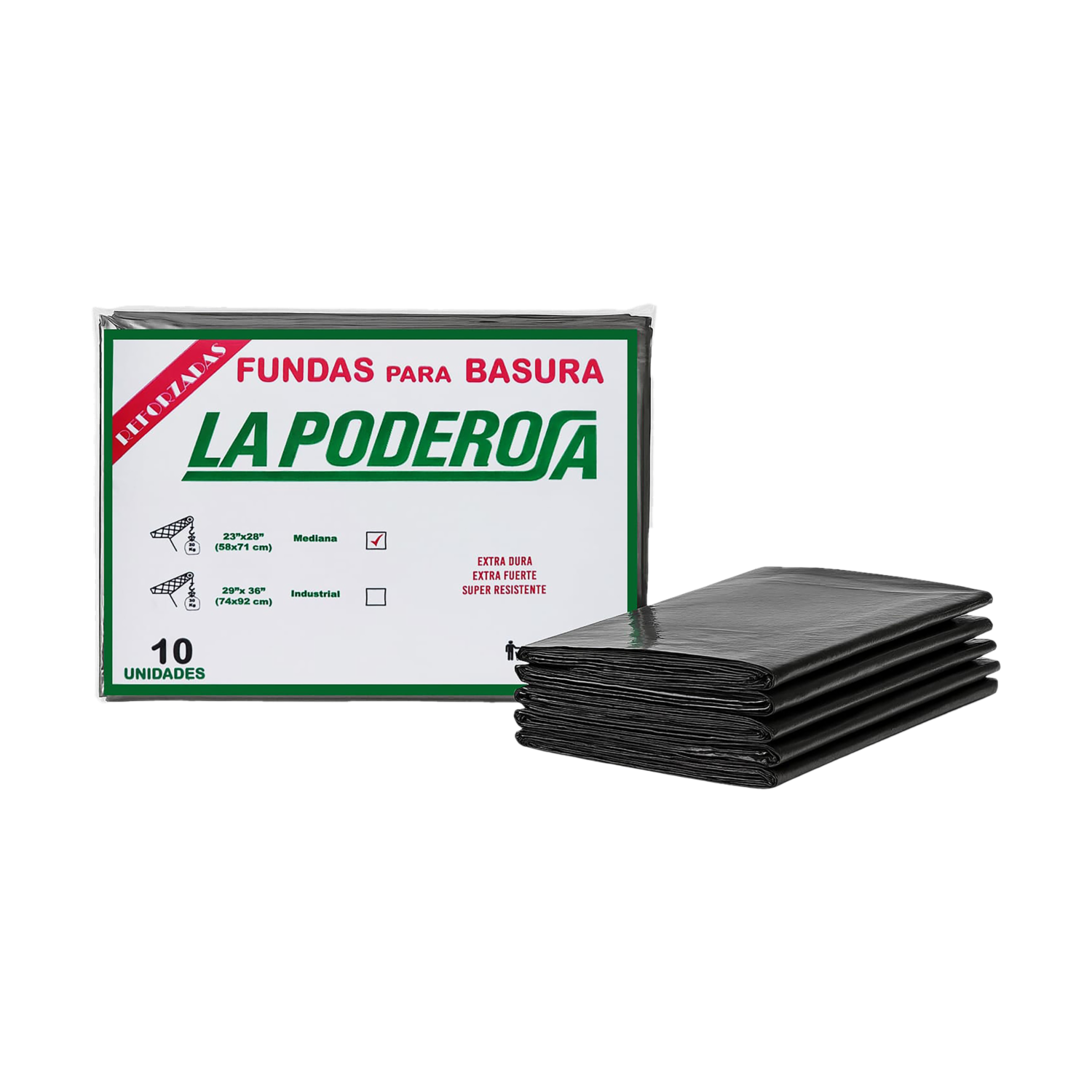 Fundas Para Basura Tamaño 23″x28″ Mediana LA PODEROSA X10 Uds