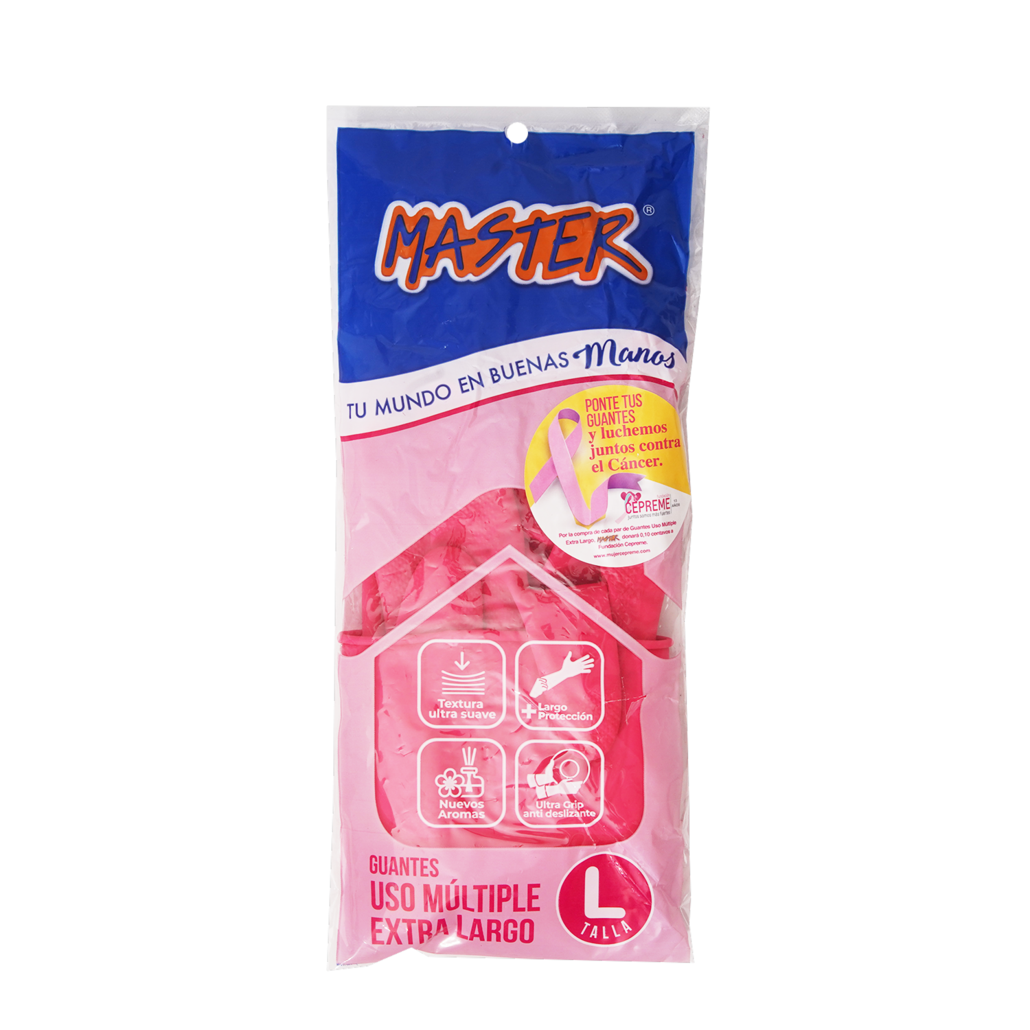 Guante Rosa Extra Largo L MASTER Unidad