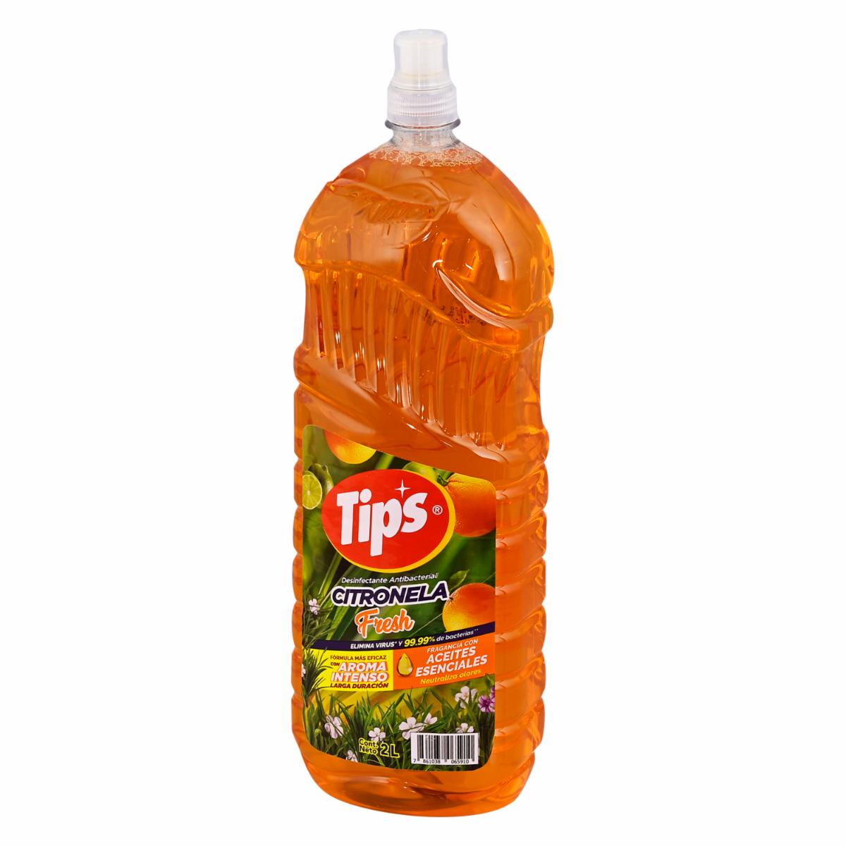 Desinfectante Antibacterial Citronella Fresh Con Aceites Escenciaes TIP’S 2000 Ml