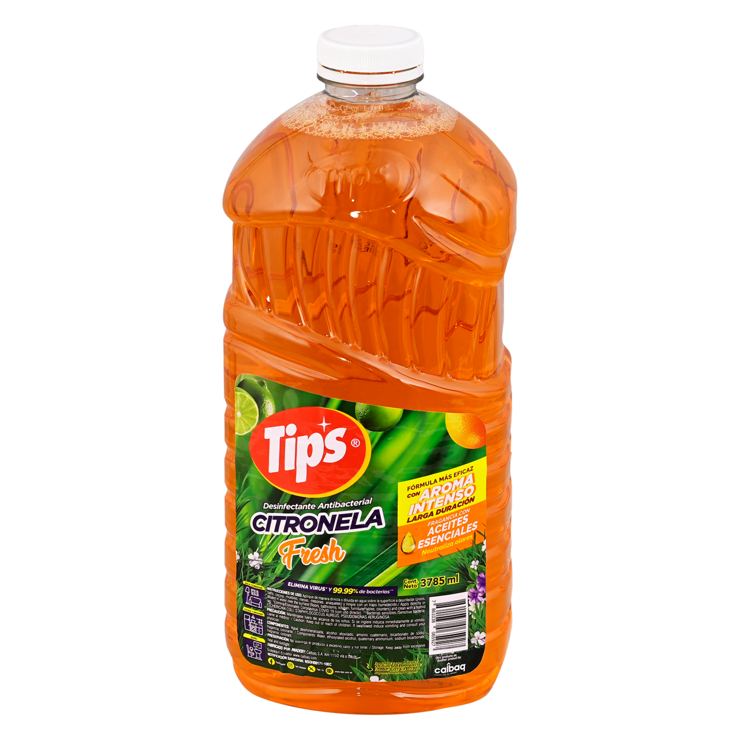 Desinfectante Antibacterial Citronella Fresh Con Aceites Escenciaes TIP’S 3785 Ml