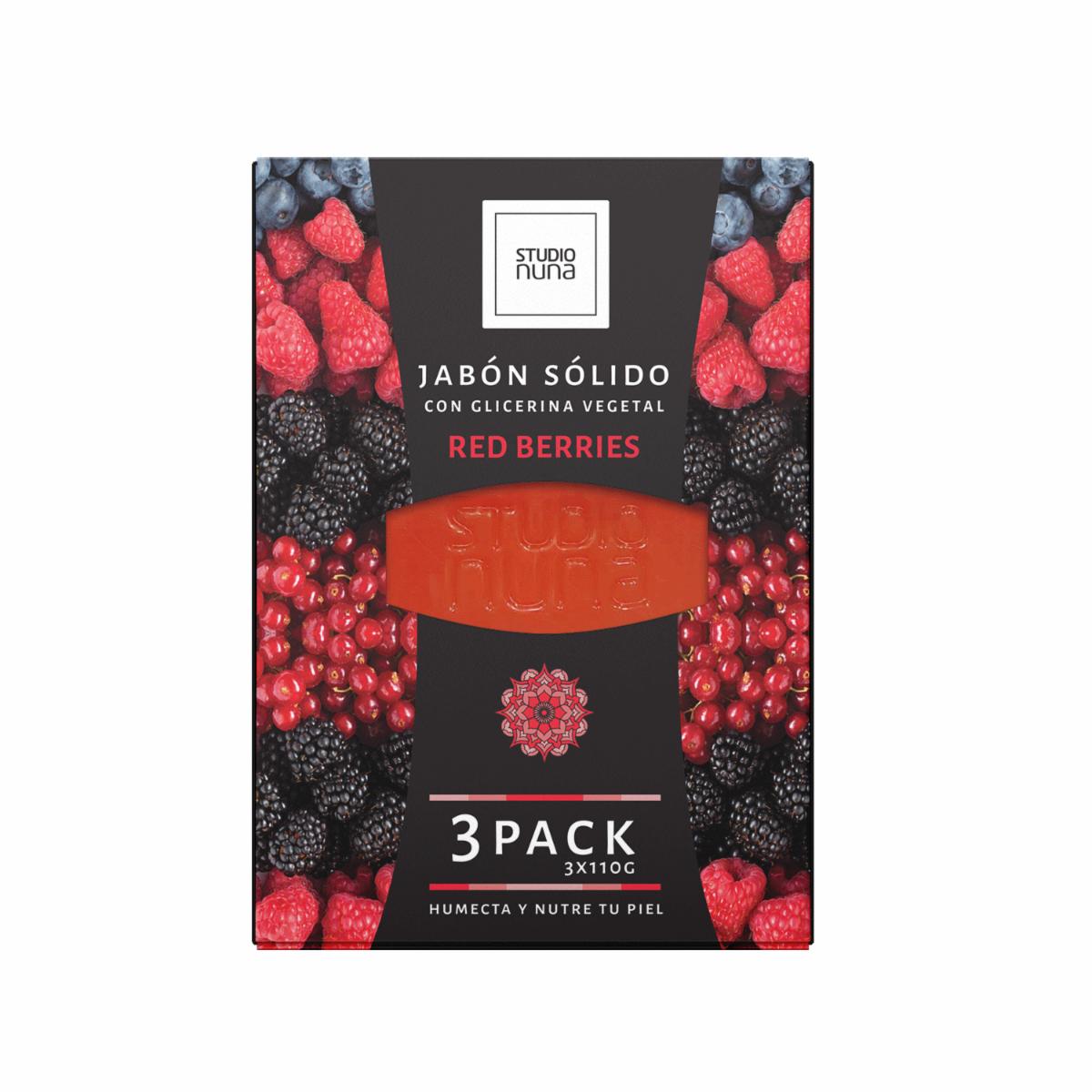 Jabón En Barra Con Glicerina Vegetal Red Berries STUDIO NUNA 3X110 G