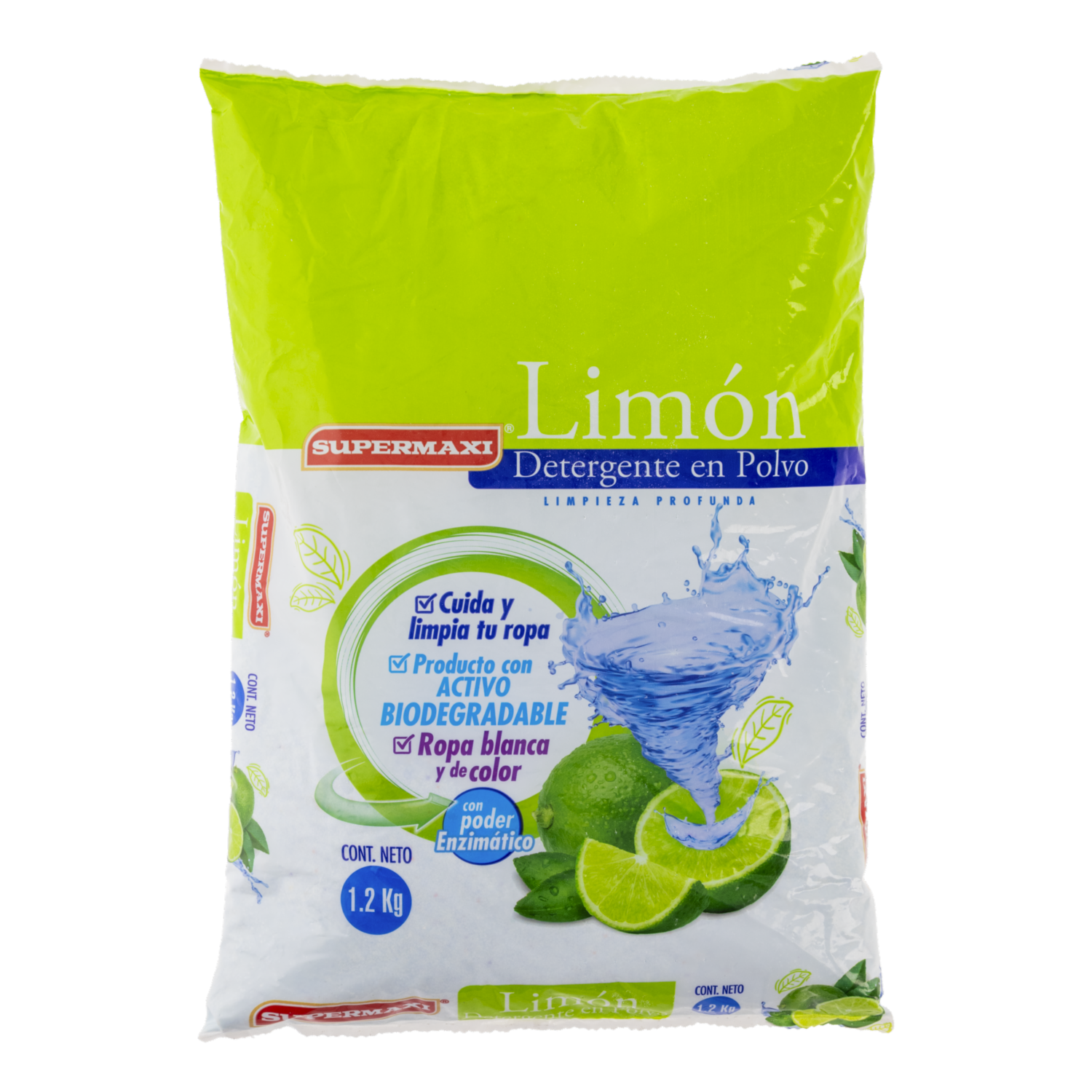 Detergente En Polvo Fragancia Limón SUPERMAXI 1 200 G