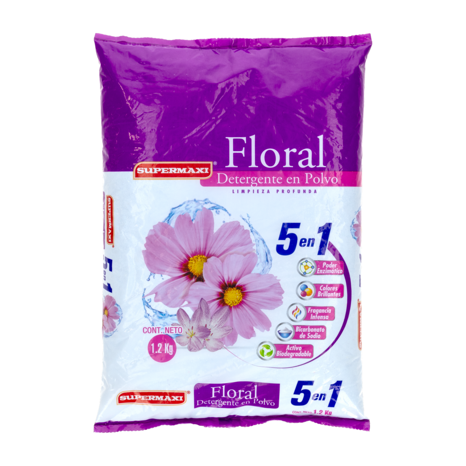 Detergente En Polvo 5 en 1 Floral SUPERMAXI 1200 G