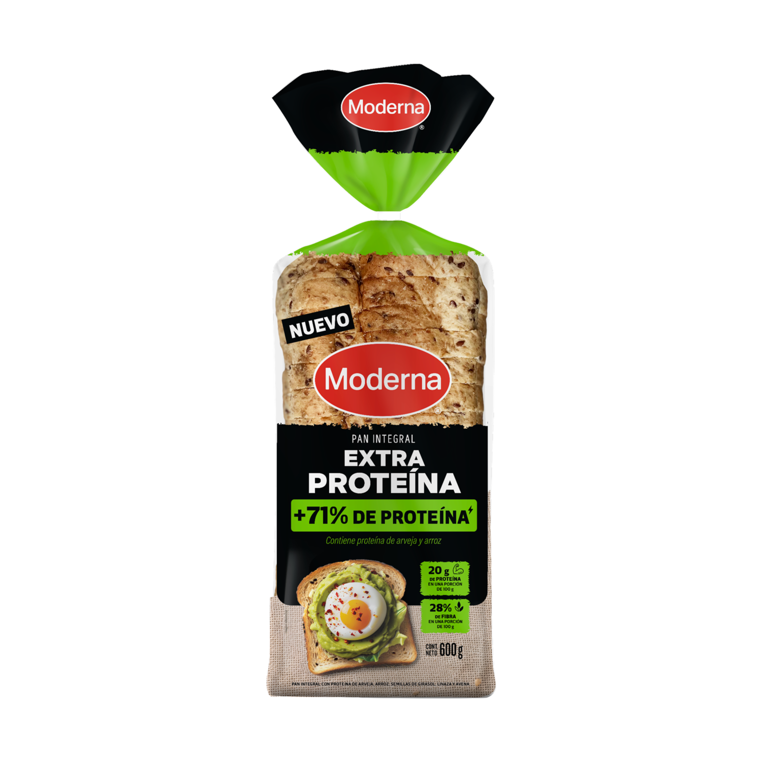 Pan Integral Extra Proteína MODERNA 600 G