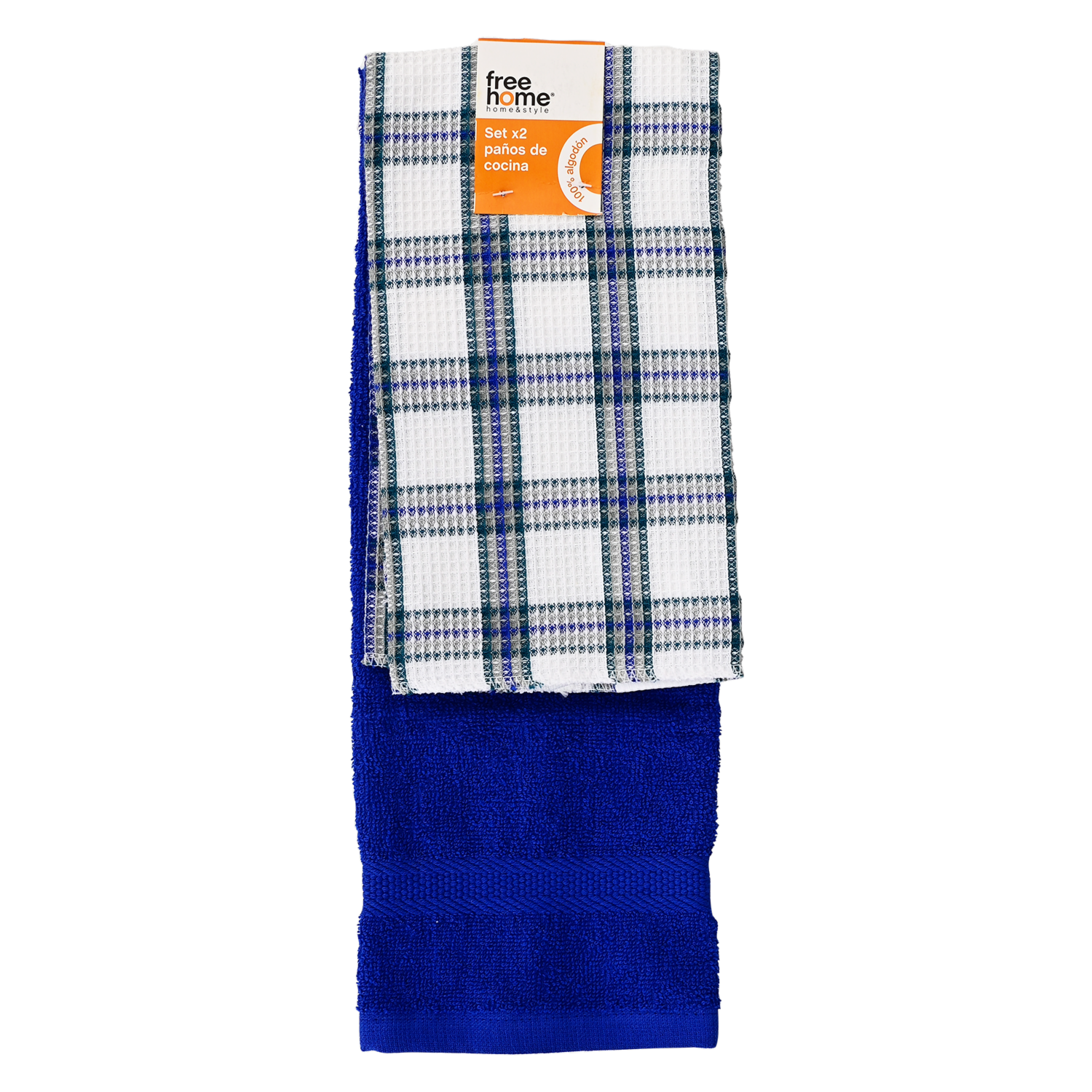 Set De Limpiones Galleta Cuadros Toalla Macarena Azul FREE HOME 2 Piezas