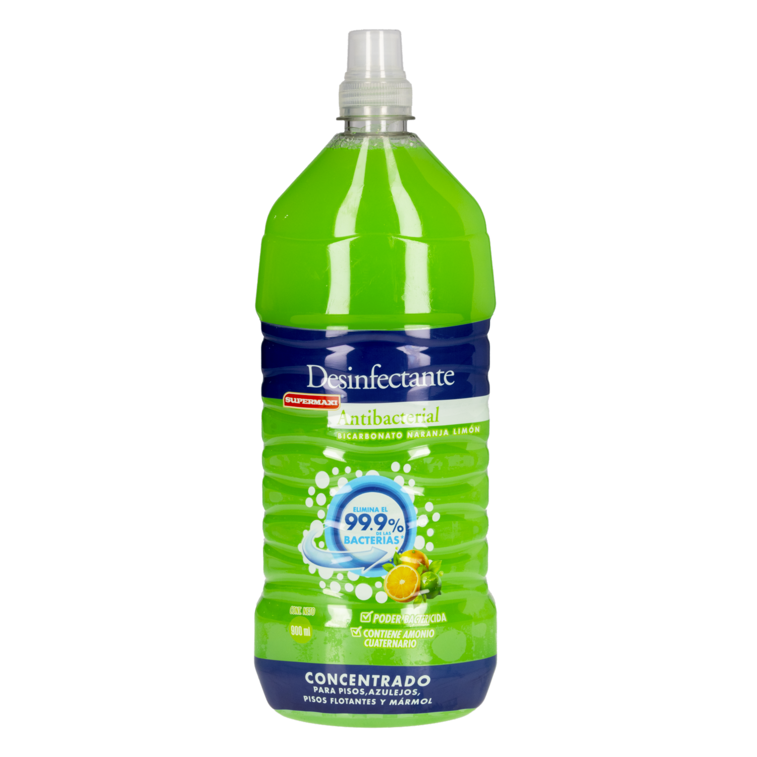 Desinfectante Antibacterial Fragancia Naranja Limón Con Bicarbonato SUPERMAXI 900 Ml