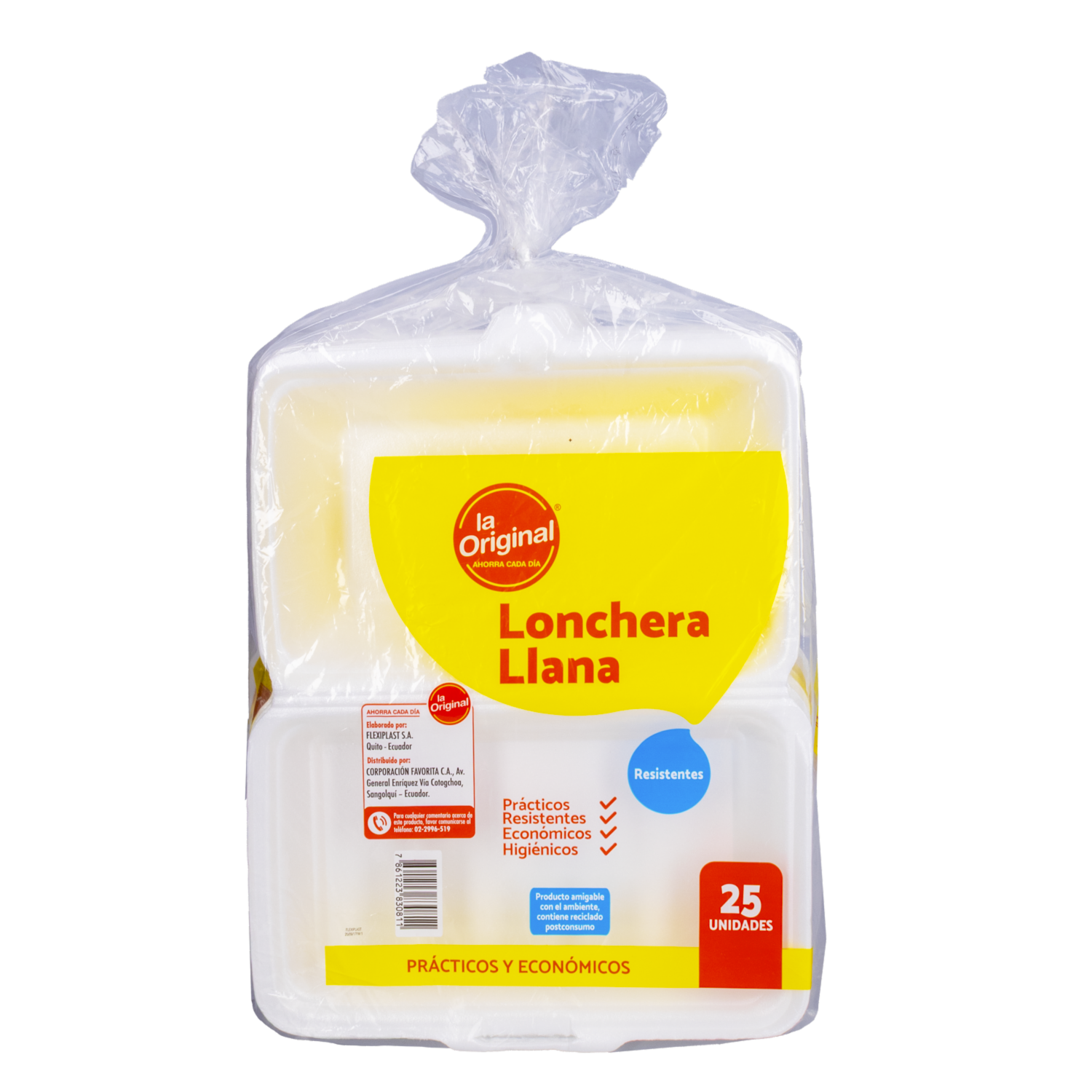Contenedor Lonchera Llano Blanco LA ORIGINAL X 25 Uds
